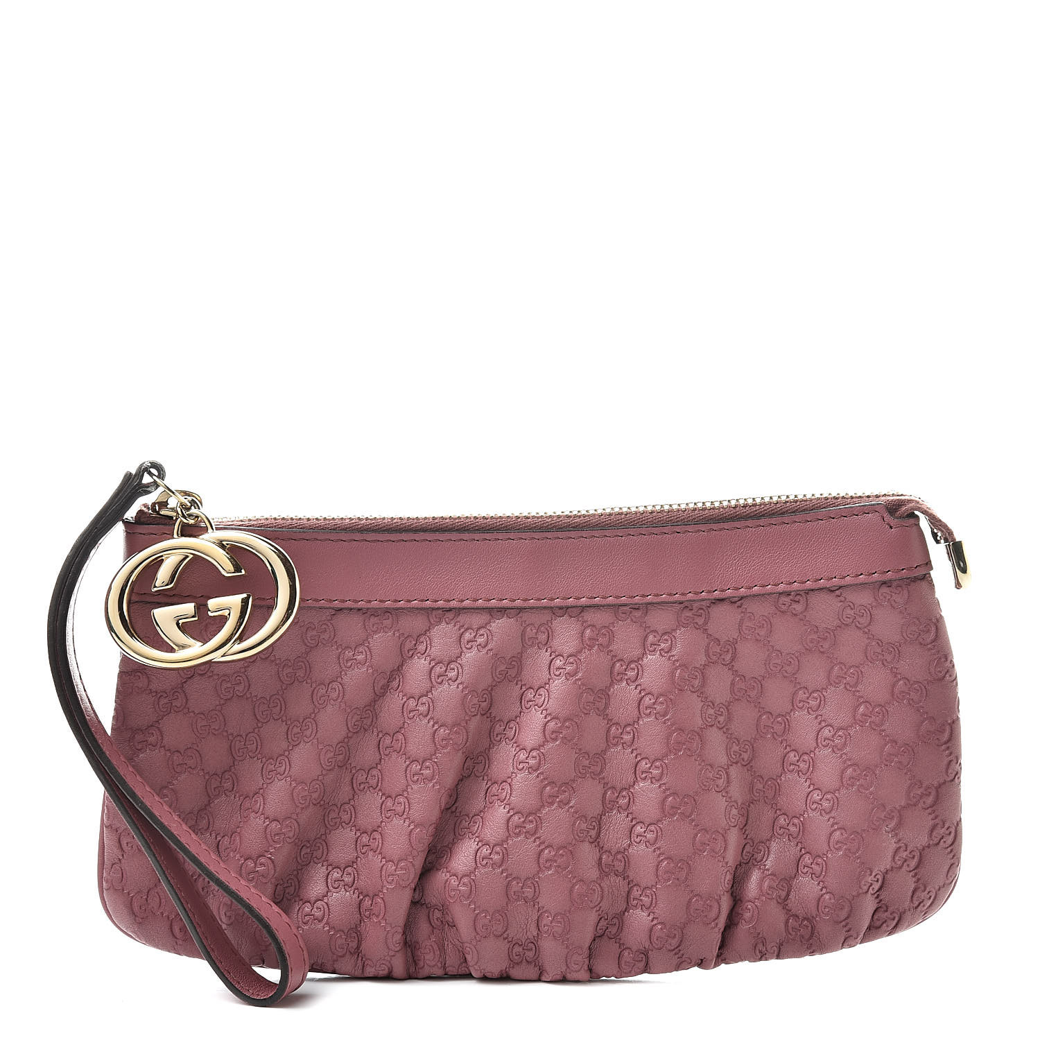 GUCCI Metallic Guccissima Interlocking G Wristlet Pink 525526