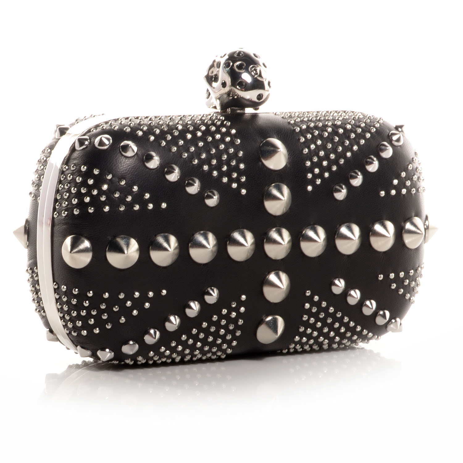 alexander mcqueen black skull clutch