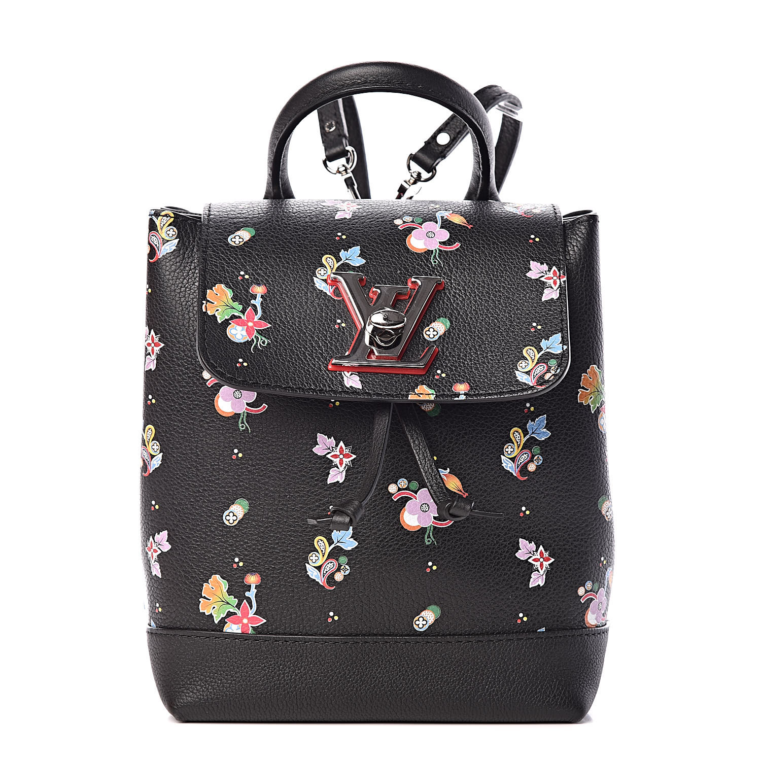 Louis Vuitton Calfskin Flower Lockme Mini Backpack Black Multicolor 424204 Fashionphile 