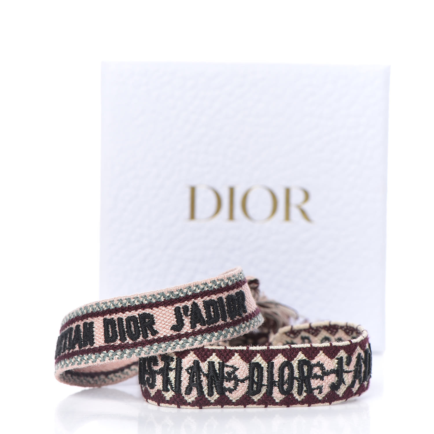 CHRISTIAN DIOR Woven Cotton J'Adior Friendship Bracelet Set Pink