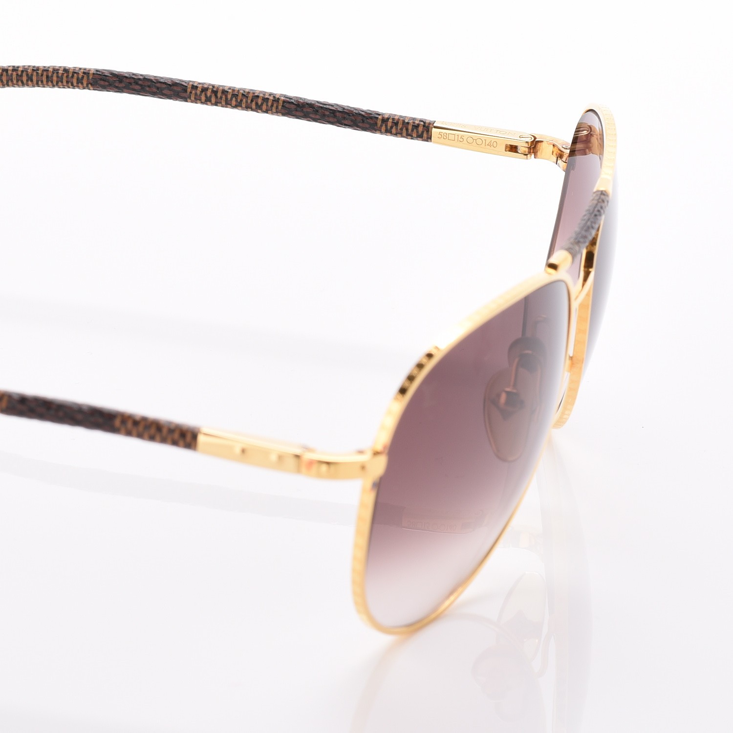 Louis Vuitton Damier Ebene Conspiration Pilote Sunglasses Z0202u Gold 240244 Fashionphile 0830