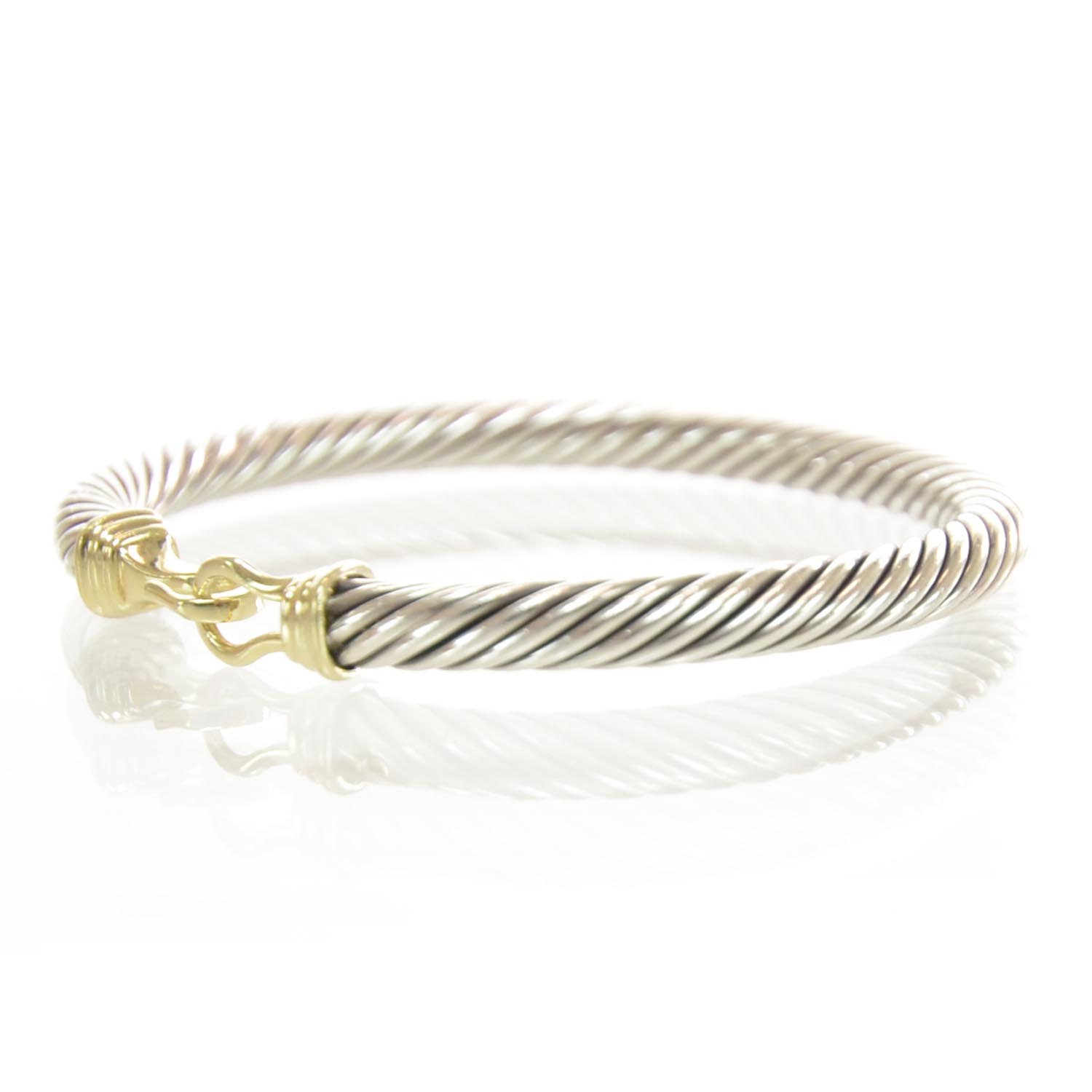 DAVID YURMAN Sterling Silver 14K Yellow Gold 5mm Cable Classic Buckle ...