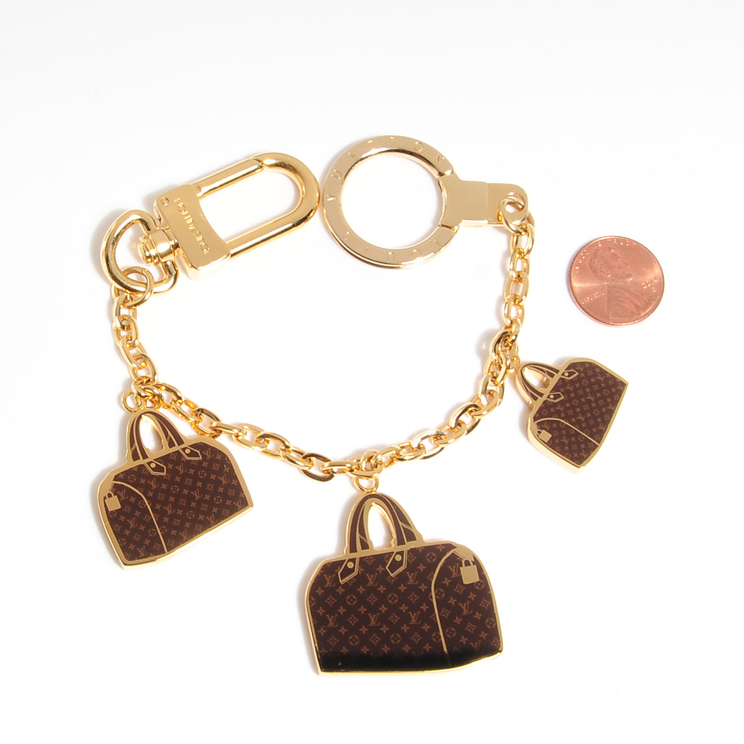 LOUIS VUITTON Monogram Iconic Speedy Bag Charm Chain Gold 84487