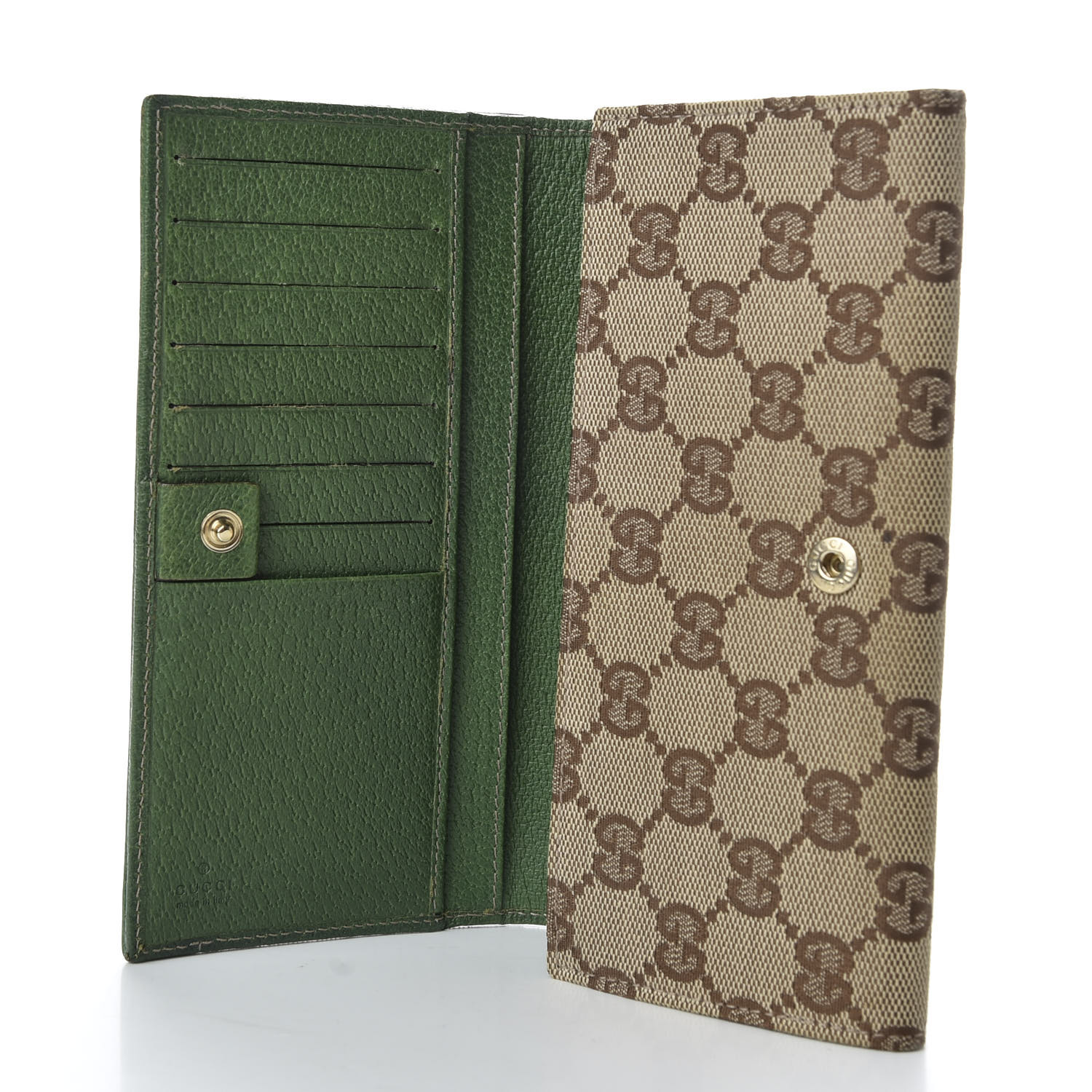 GUCCI Monogram Studded Continental Wallet Green 682342 FASHIONPHILE