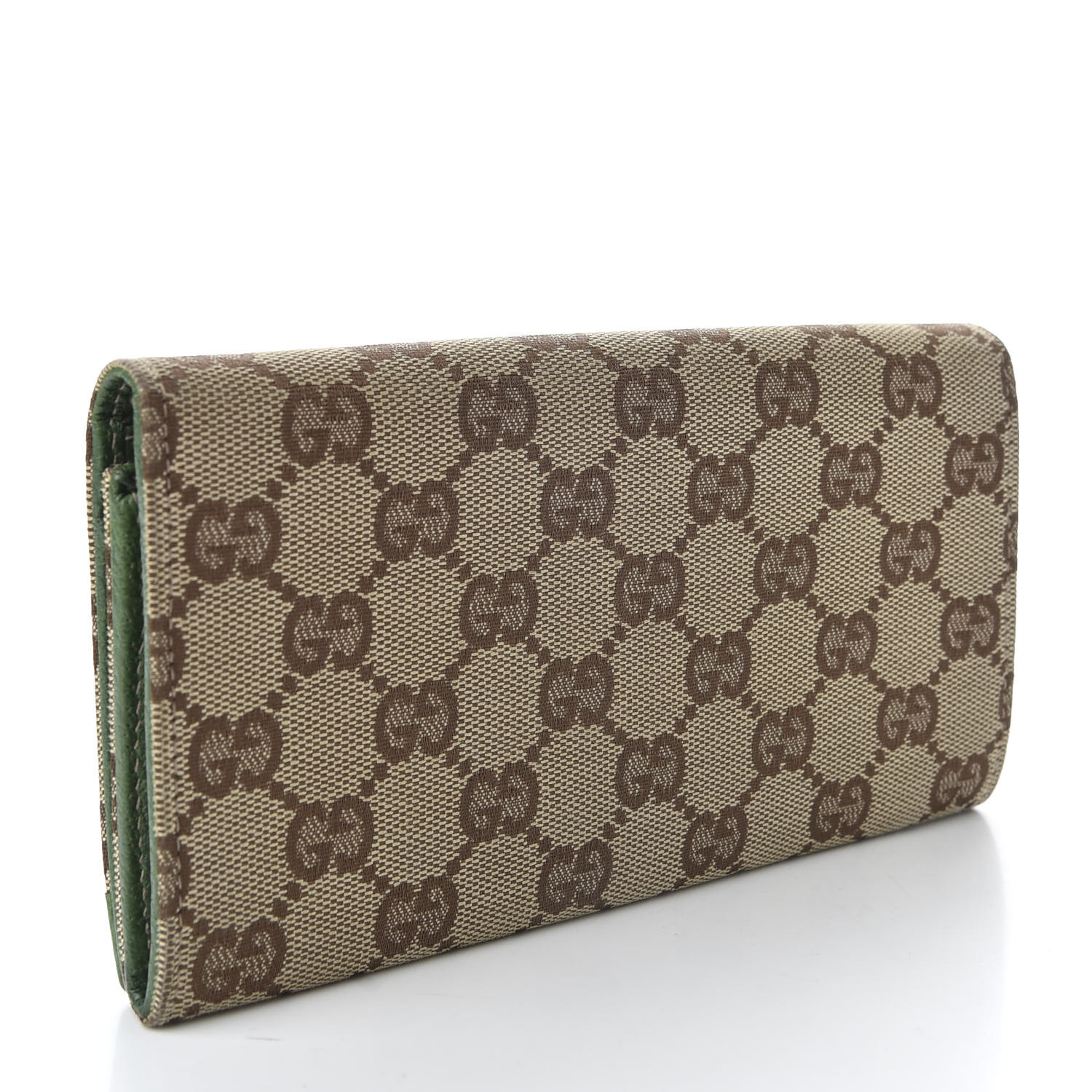 GUCCI Monogram Studded Continental Wallet Green 682342 | FASHIONPHILE