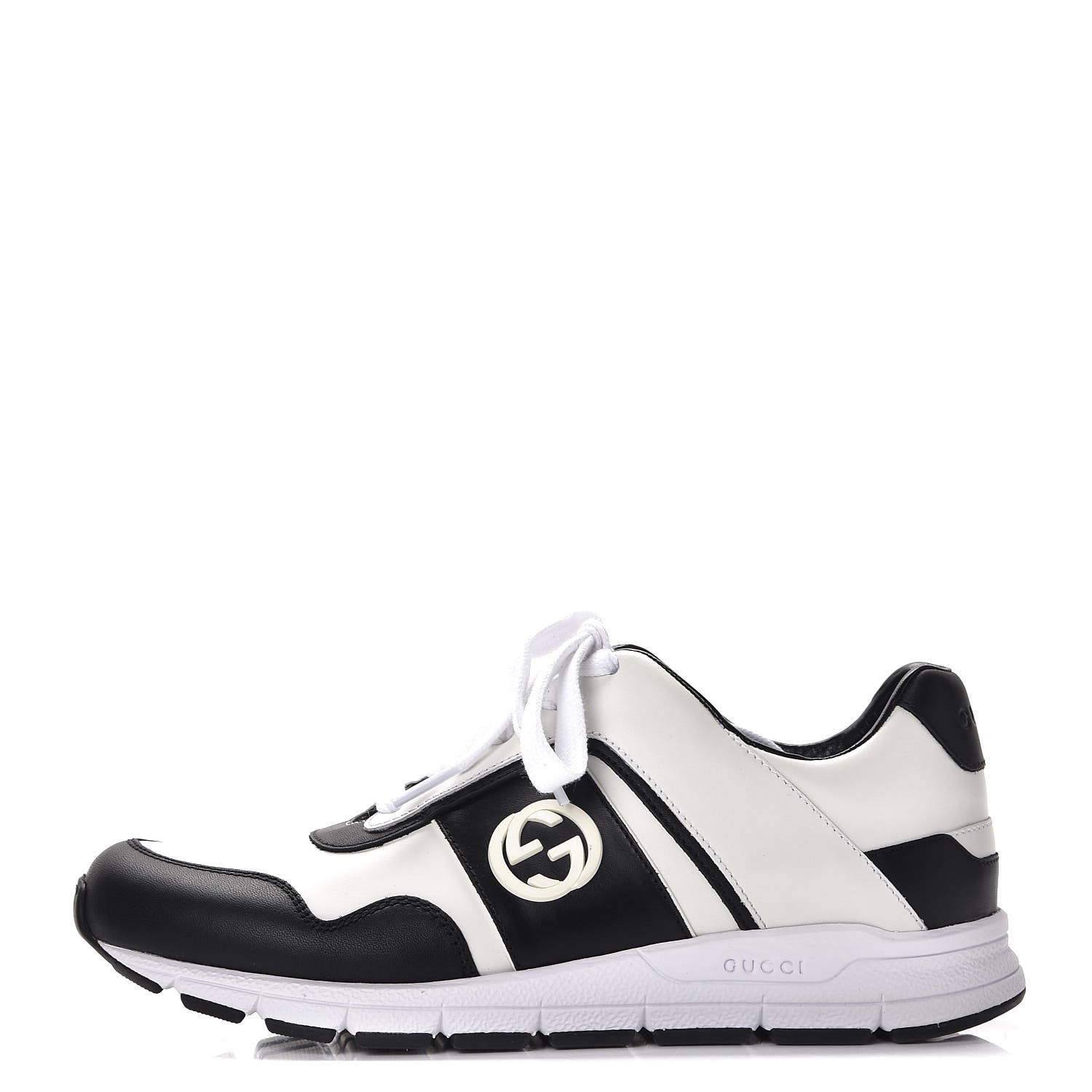 GUCCI Calfskin Sneakers 37 Black White 273676