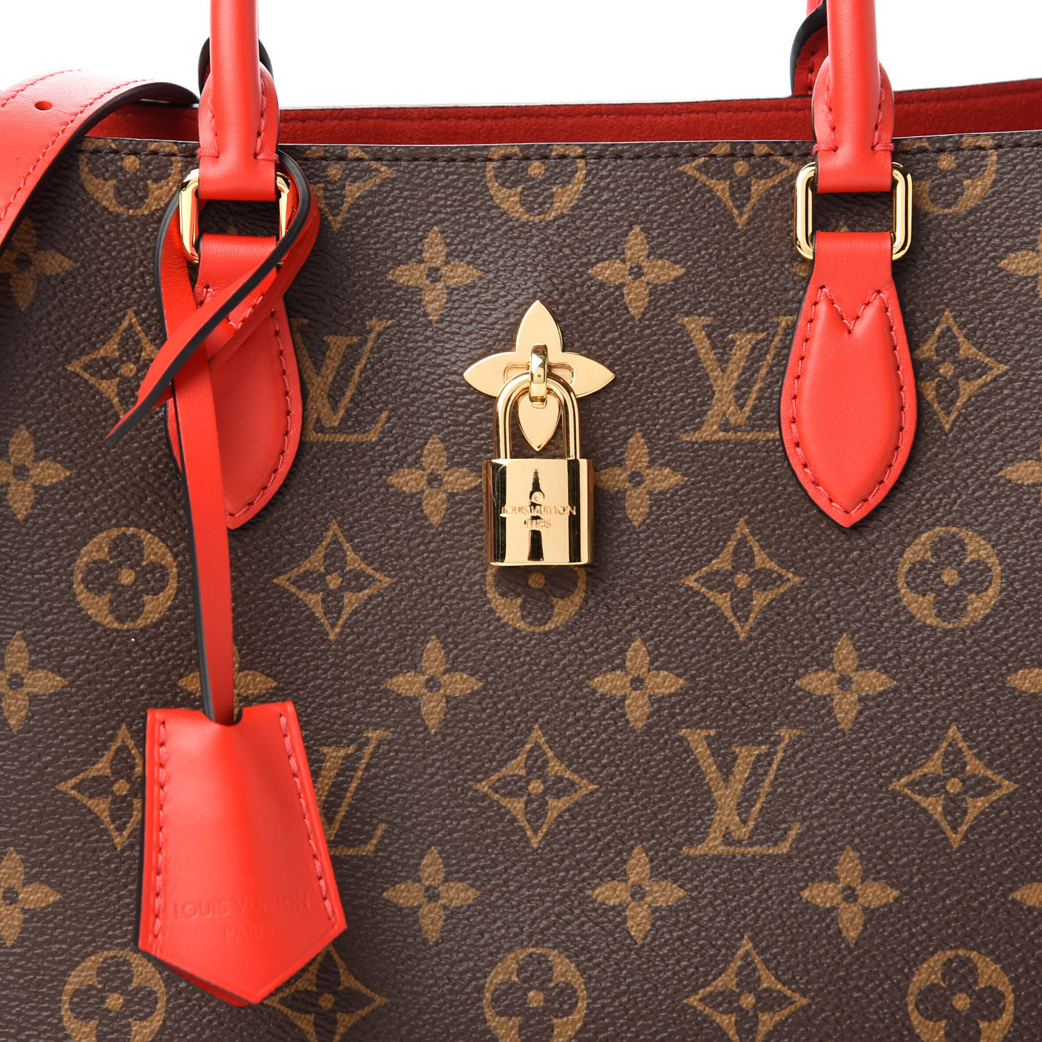 louis vuitton flower tote red