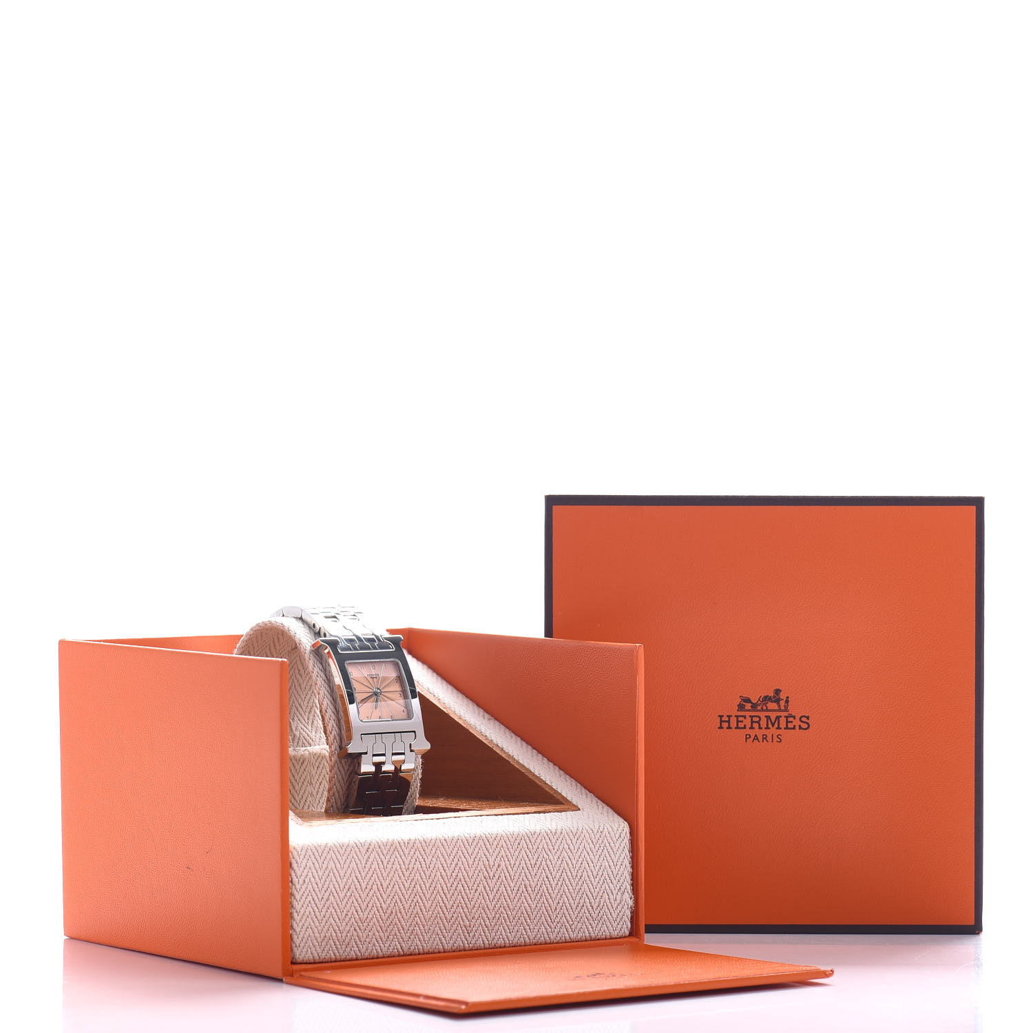 HERMES Stainless Steel 21mm Heure H Hour Quartz Watch Orange 718550 ...