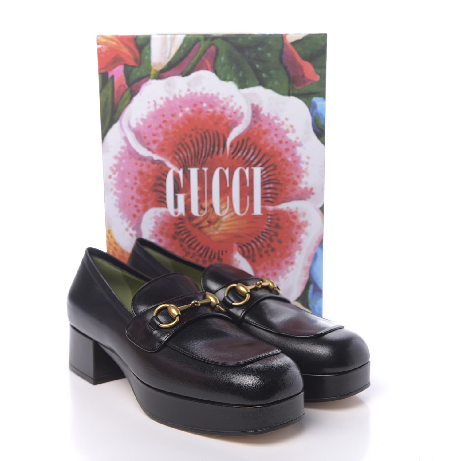 gucci calfskin horsebit platform loafers