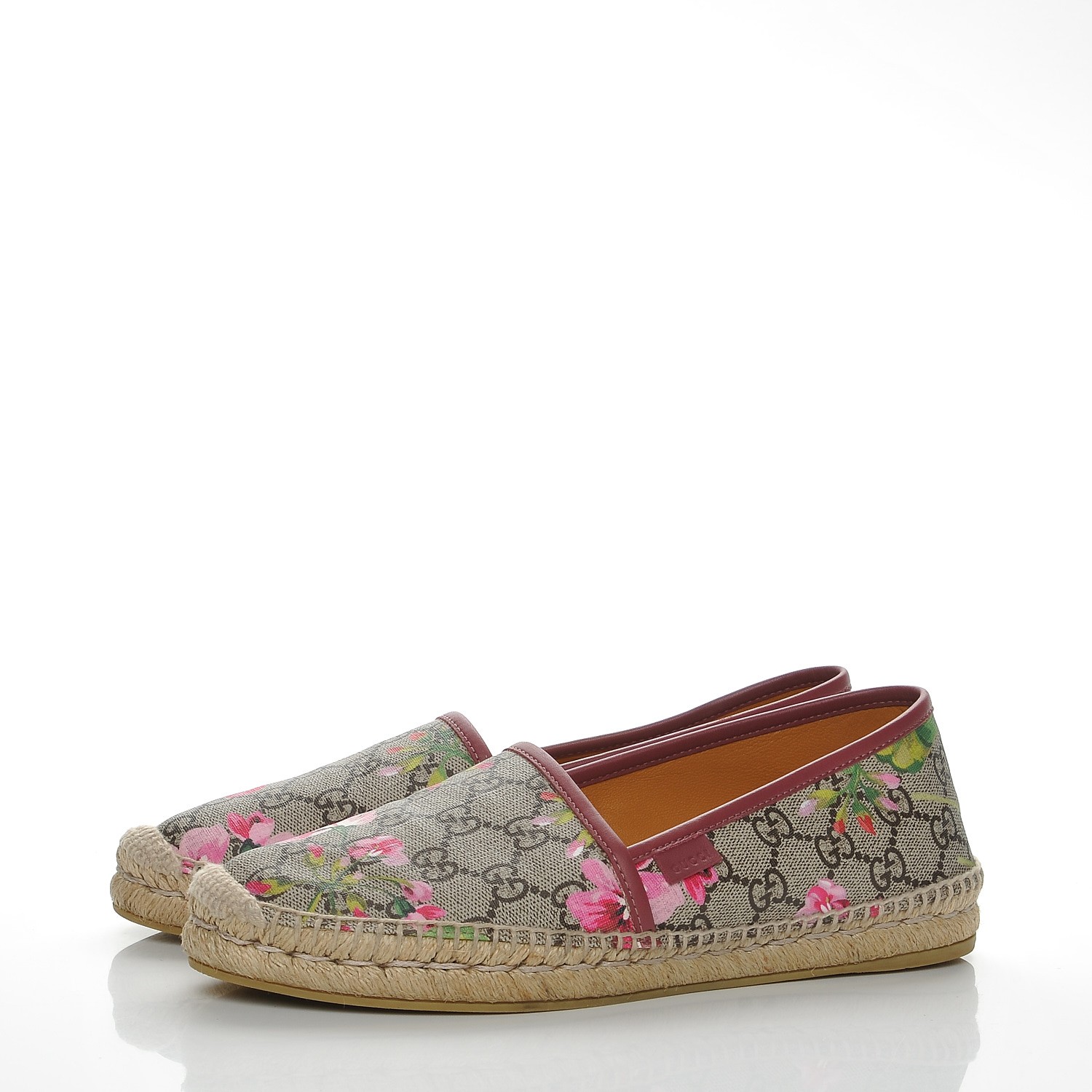 GUCCI GG Supreme Monogram Blooms Print Espadrilles 39 Antique Rose 207527