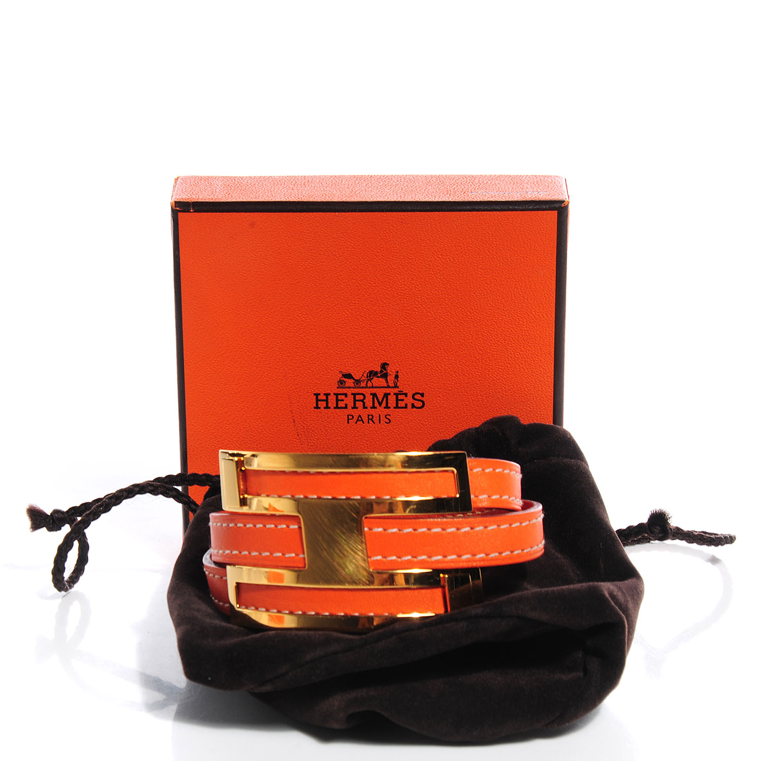 HERMES Chamonix Pousse Pousse Bracelet Orange 87753