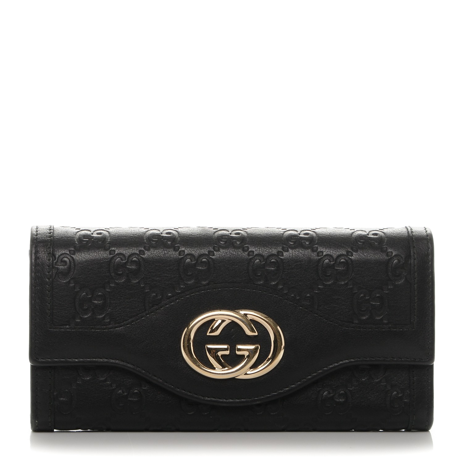 GUCCI Guccissima Interlocking G Continental Wallet Black 186809 ...