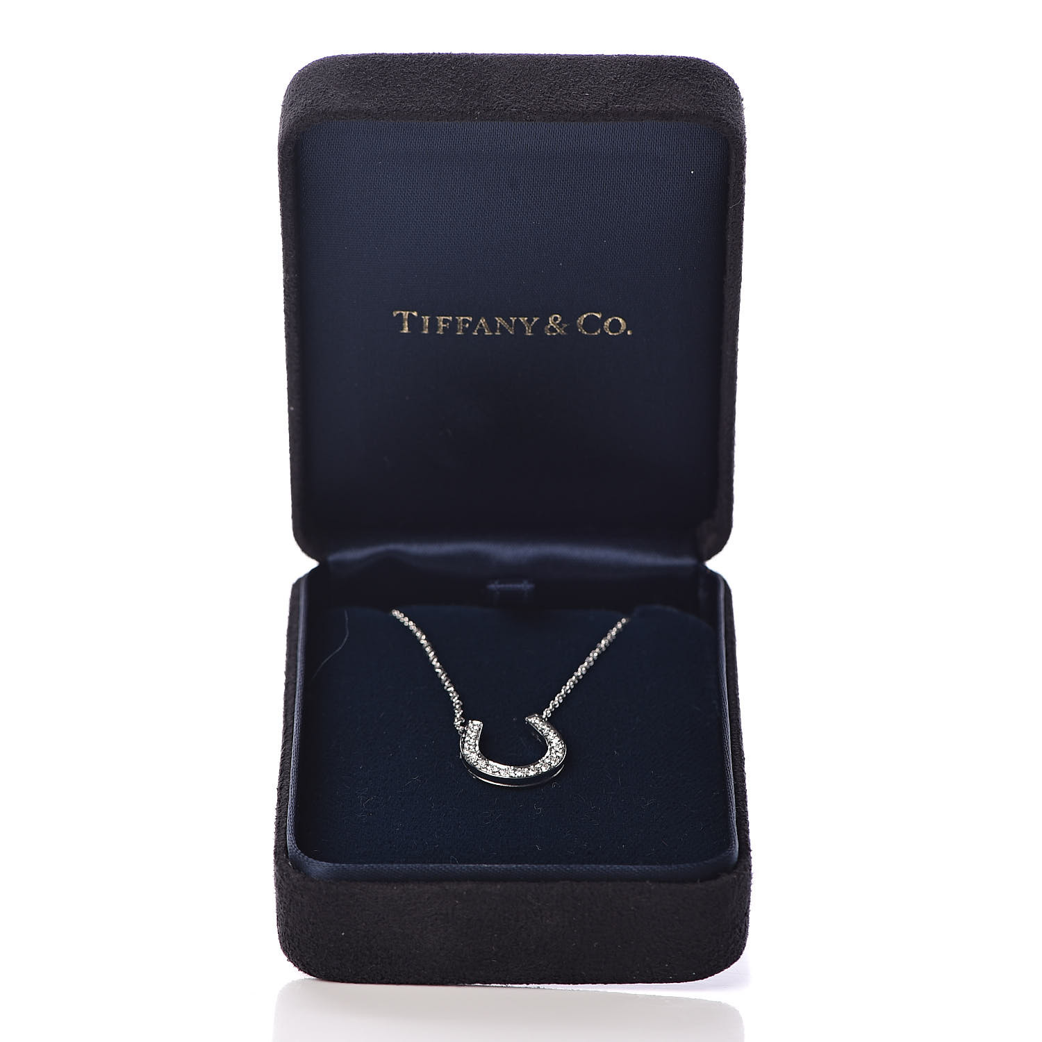 TIFFANY Platinum Diamond Horseshoe Pendant Necklace 454125 | FASHIONPHILE