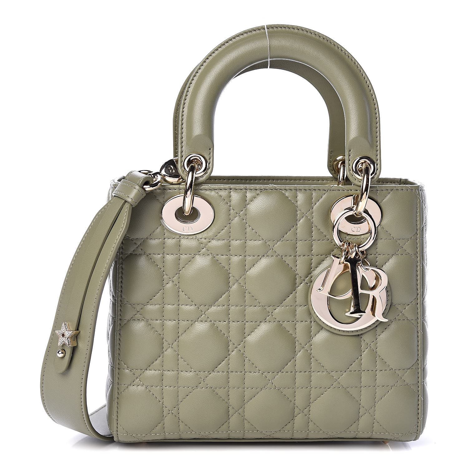 CHRISTIAN DIOR Lambskin Cannage My ABCDior Lady Dior Army Green 453932 ...