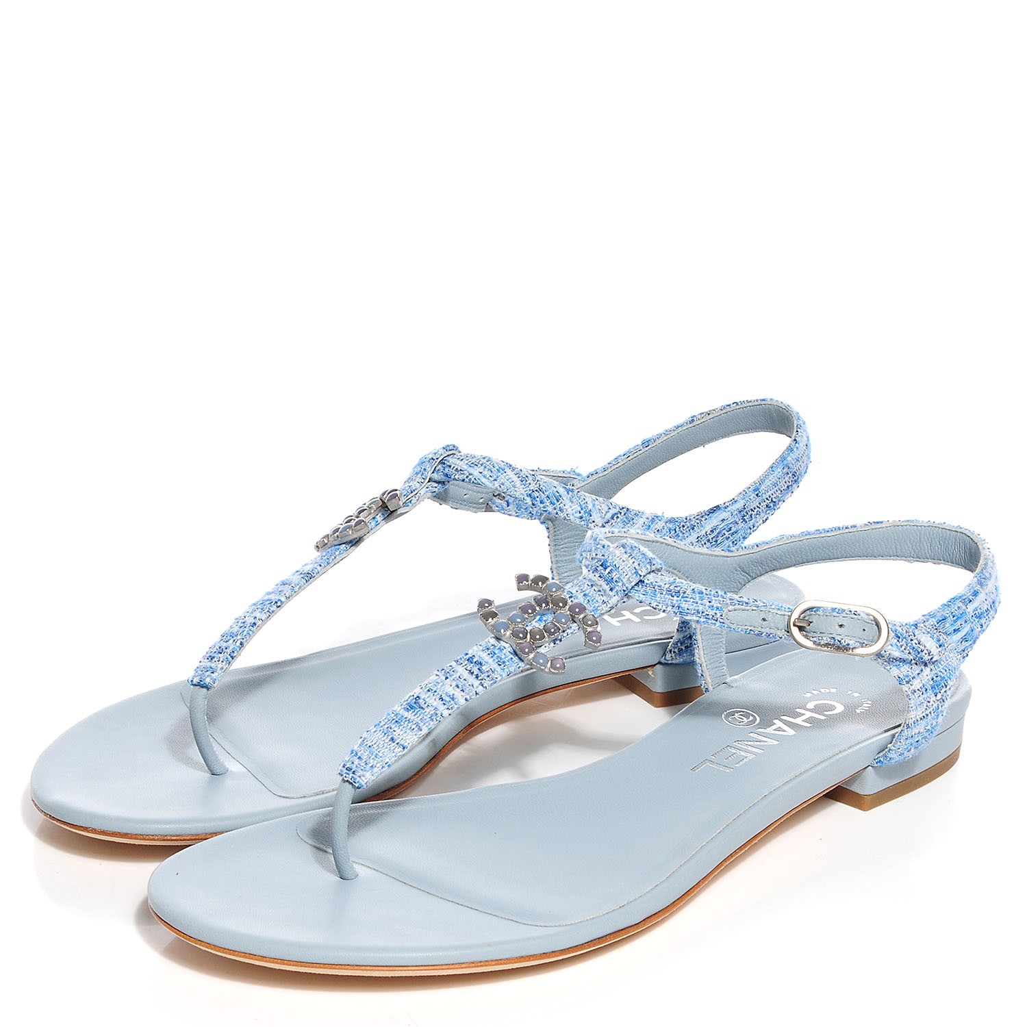 chanel blue sandals