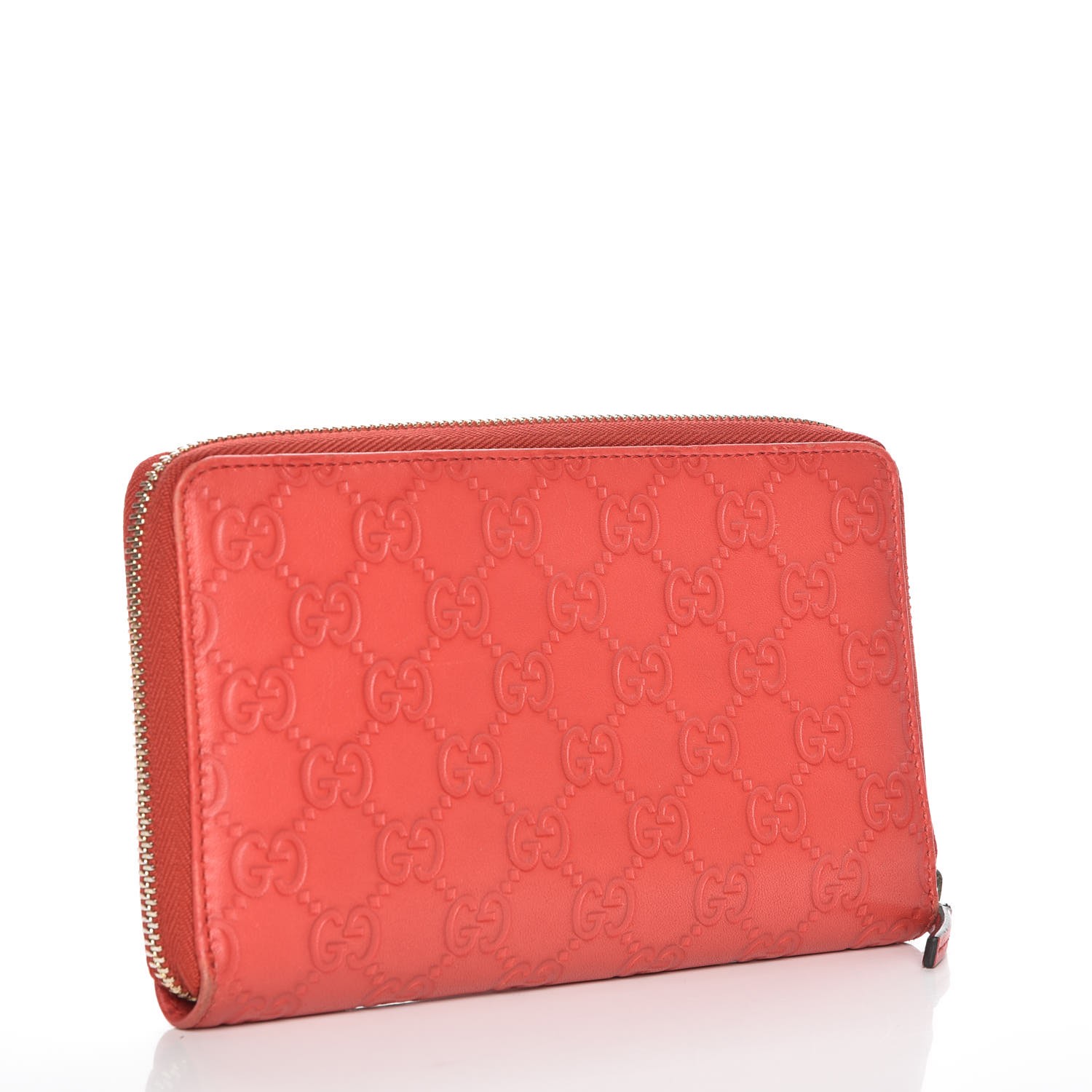GUCCI Guccissima Zip Around Travel Wallet Red 224084 | FASHIONPHILE