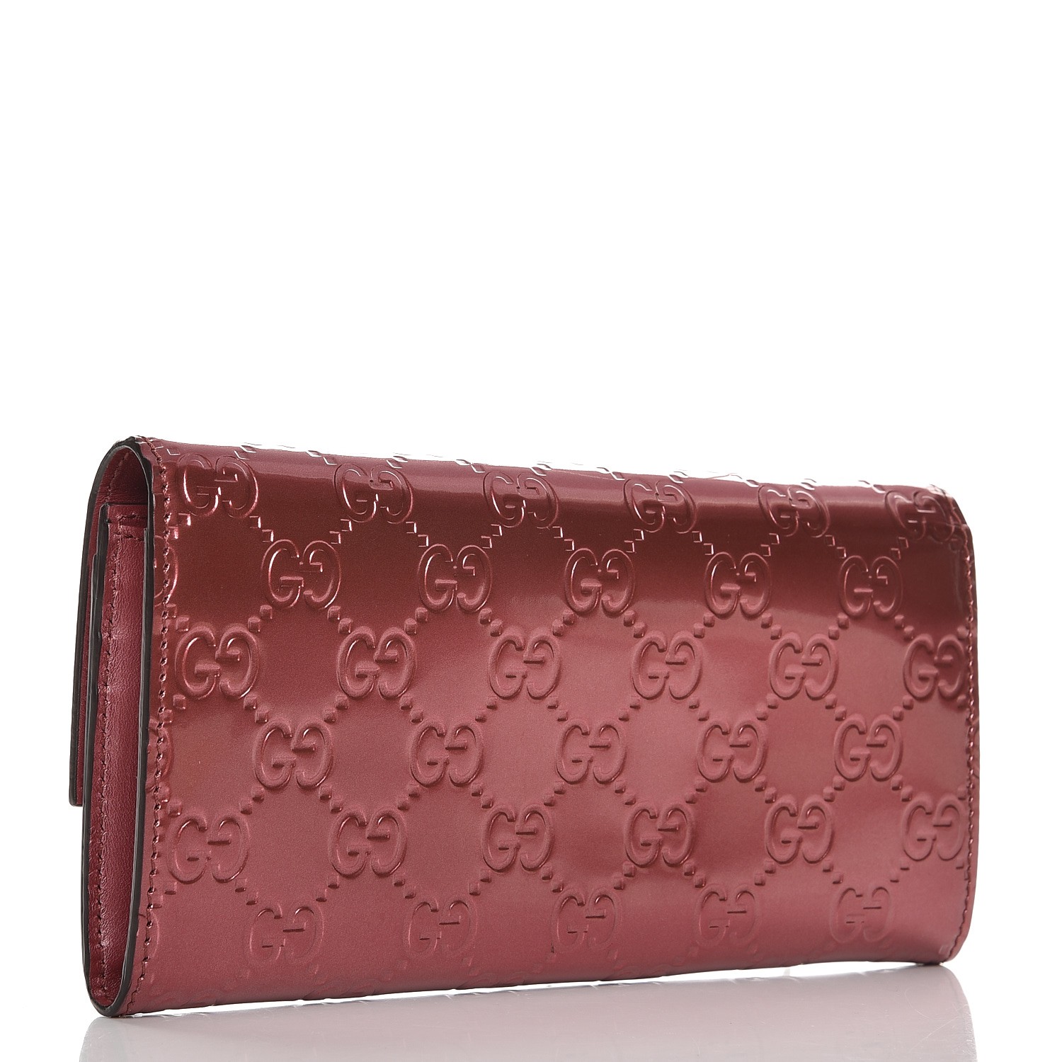 GUCCI Patent Guccissima Lovely Heart Continental Wallet 224080