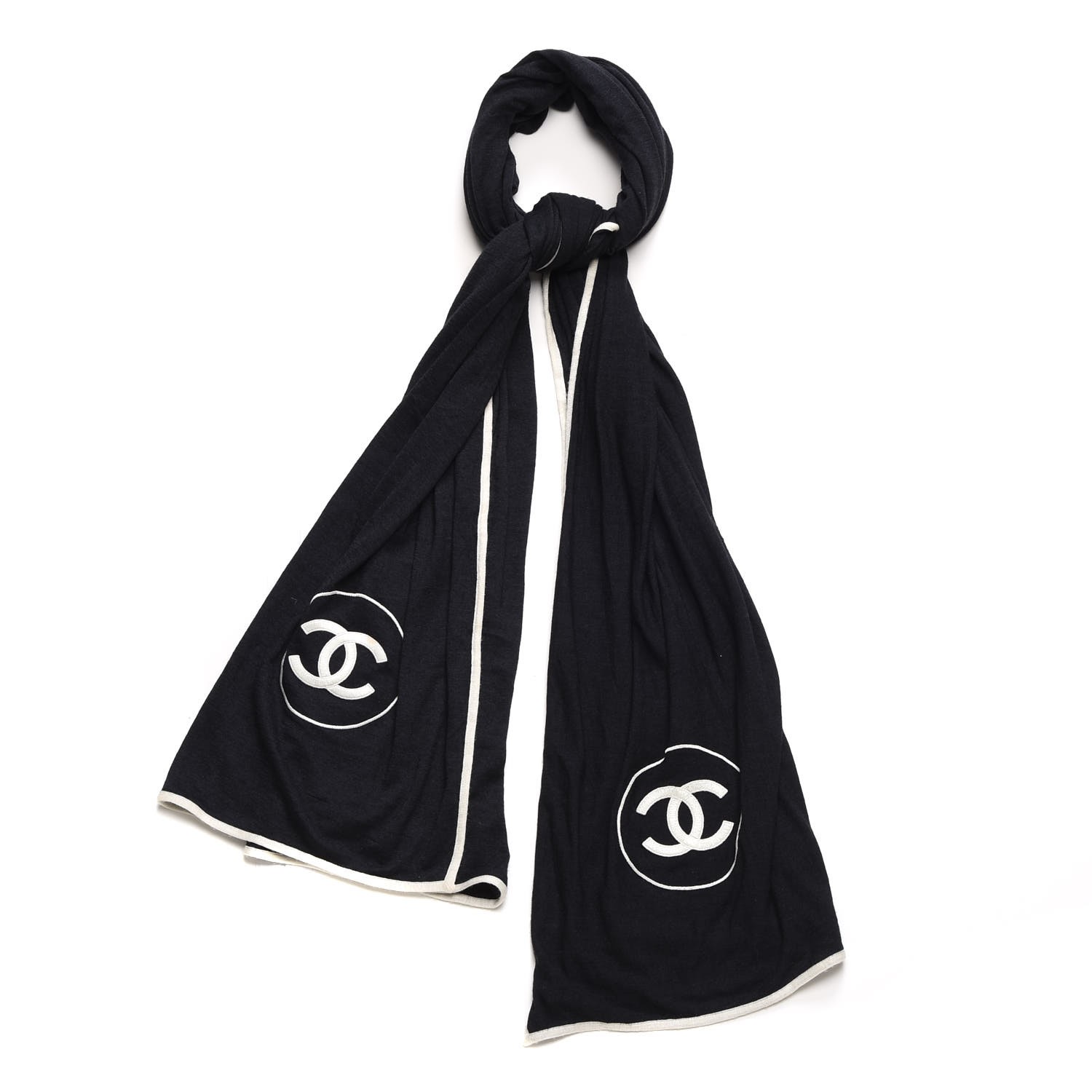 CHANEL Cashmere Silk CC Scarf Black 271192