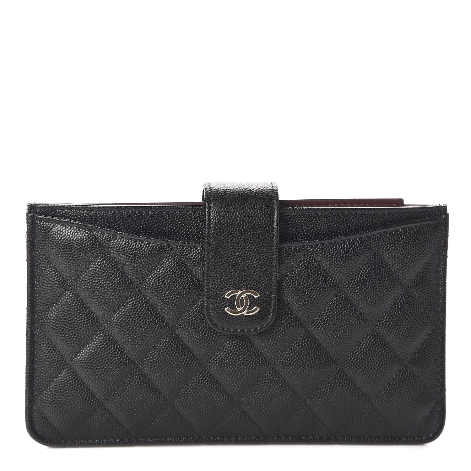 CHANEL Caviar Quilted Classic Strap Pouch Black 502338