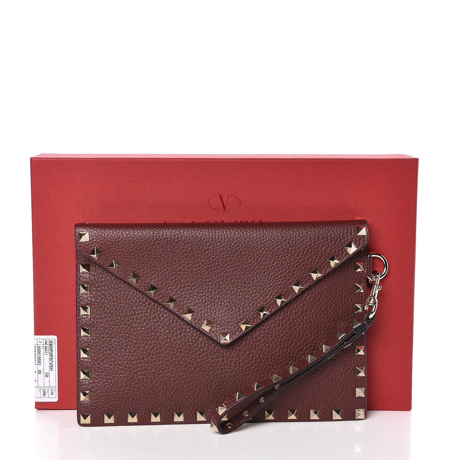 valentino rockstud leather envelope clutch