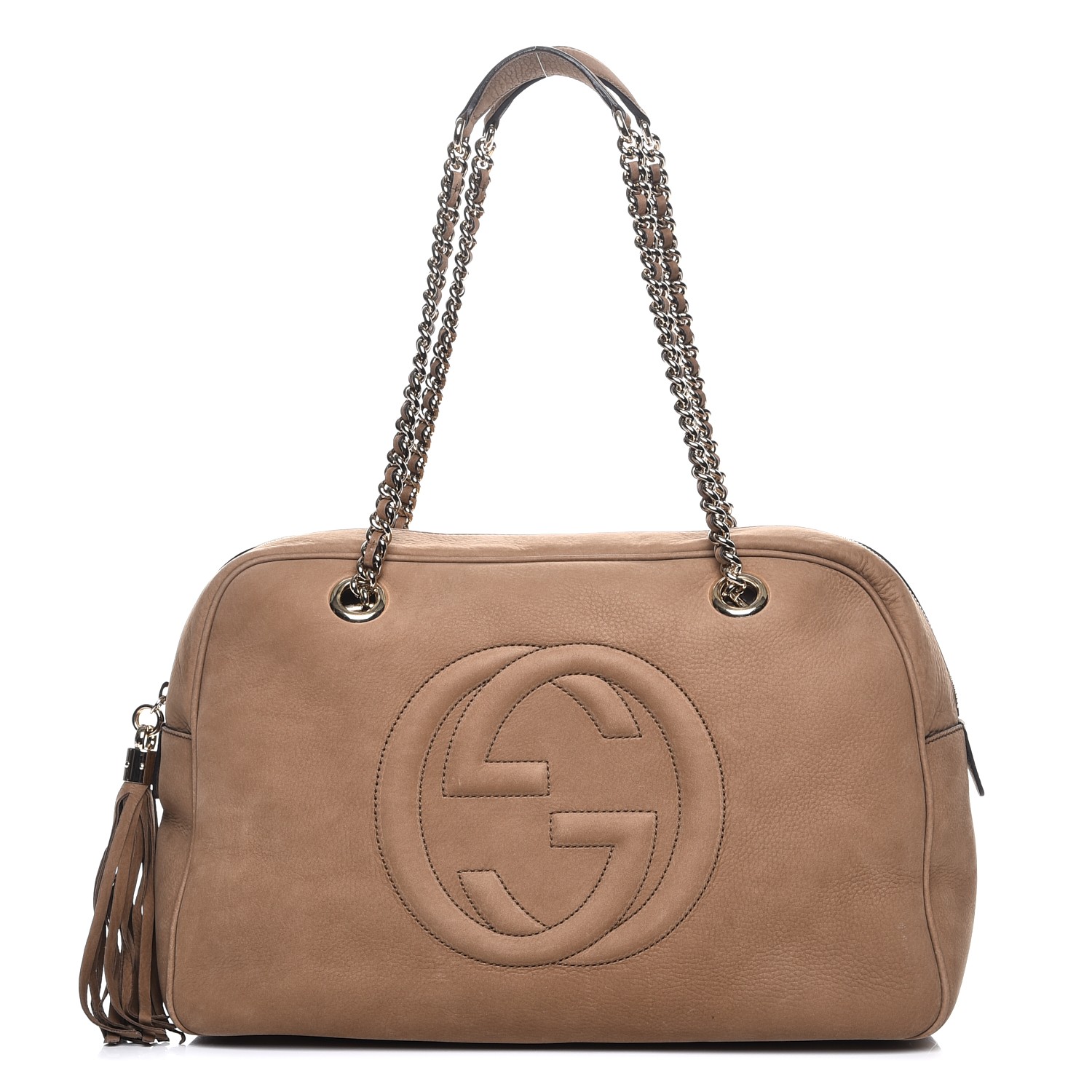 Gucci Nubuck Medium Soho Chain Shoulder Bag Taupe 228199