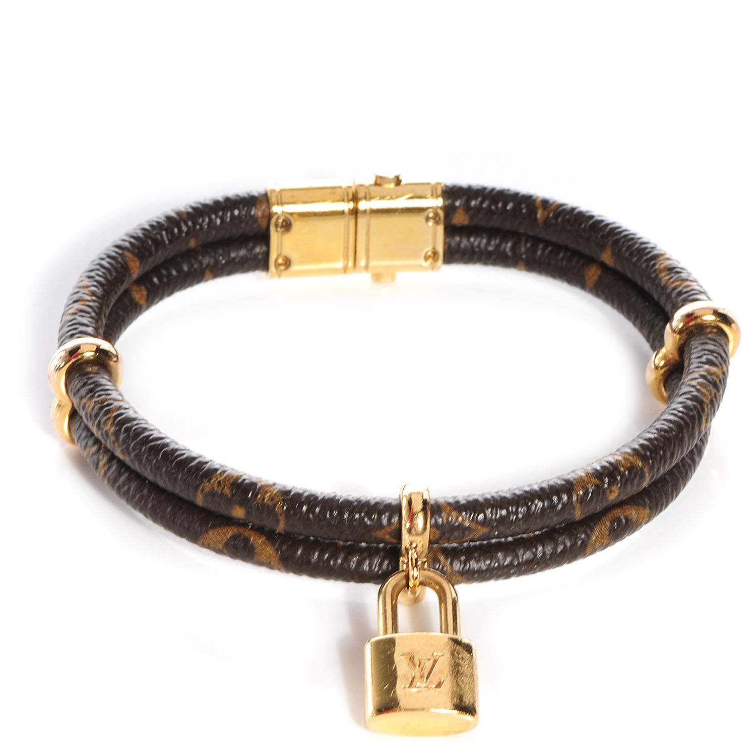 Louis Vuitton Monogram Double Keep It Twice Logo Lock Bracelet