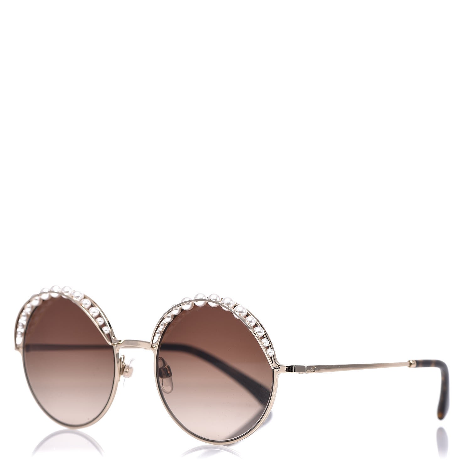 CHANEL Pearl Round Sunglasses 4234-H Light Brown 304906