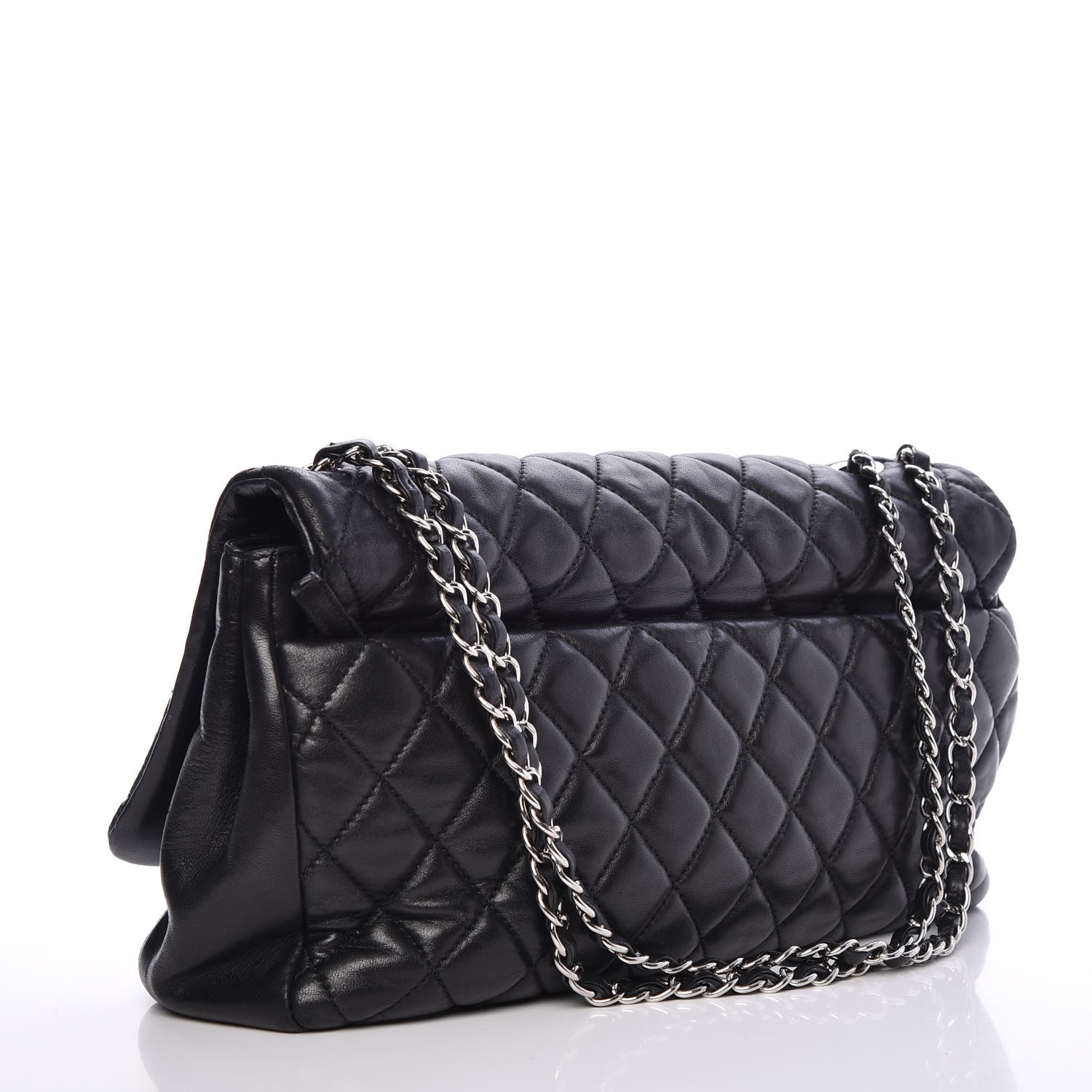 CHANEL Lambskin Quilted Jumbo Coco Rain Flap Black 282030