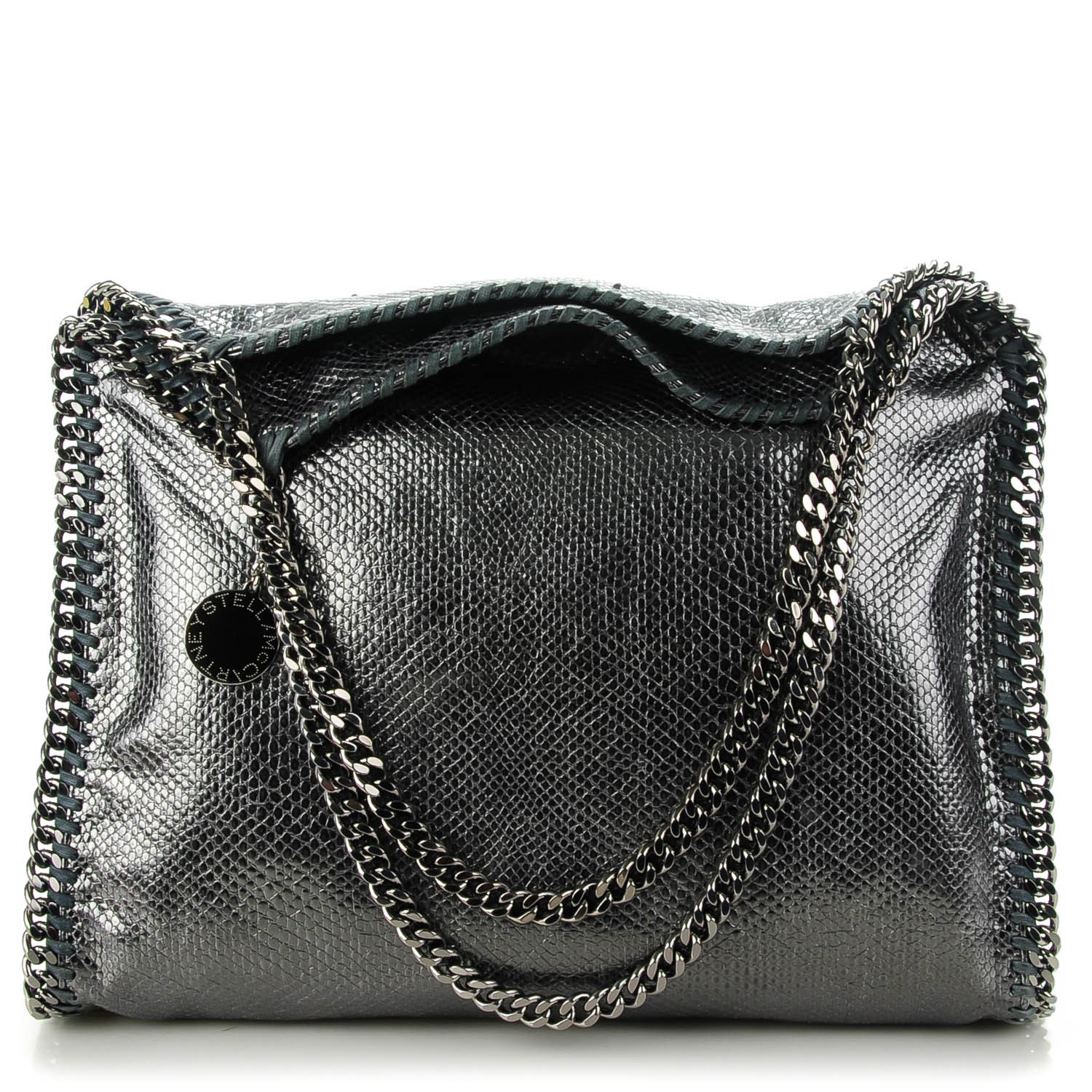 STELLA MCCARTNEY Metallic Snake Print Small Falabella Tote Grey 135970