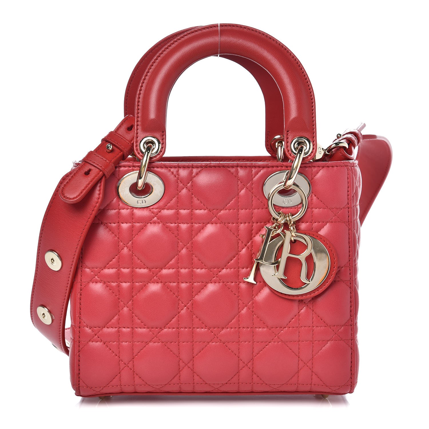 CHRISTIAN DIOR Lambskin Cannage Small My Lady Dior Red 337464