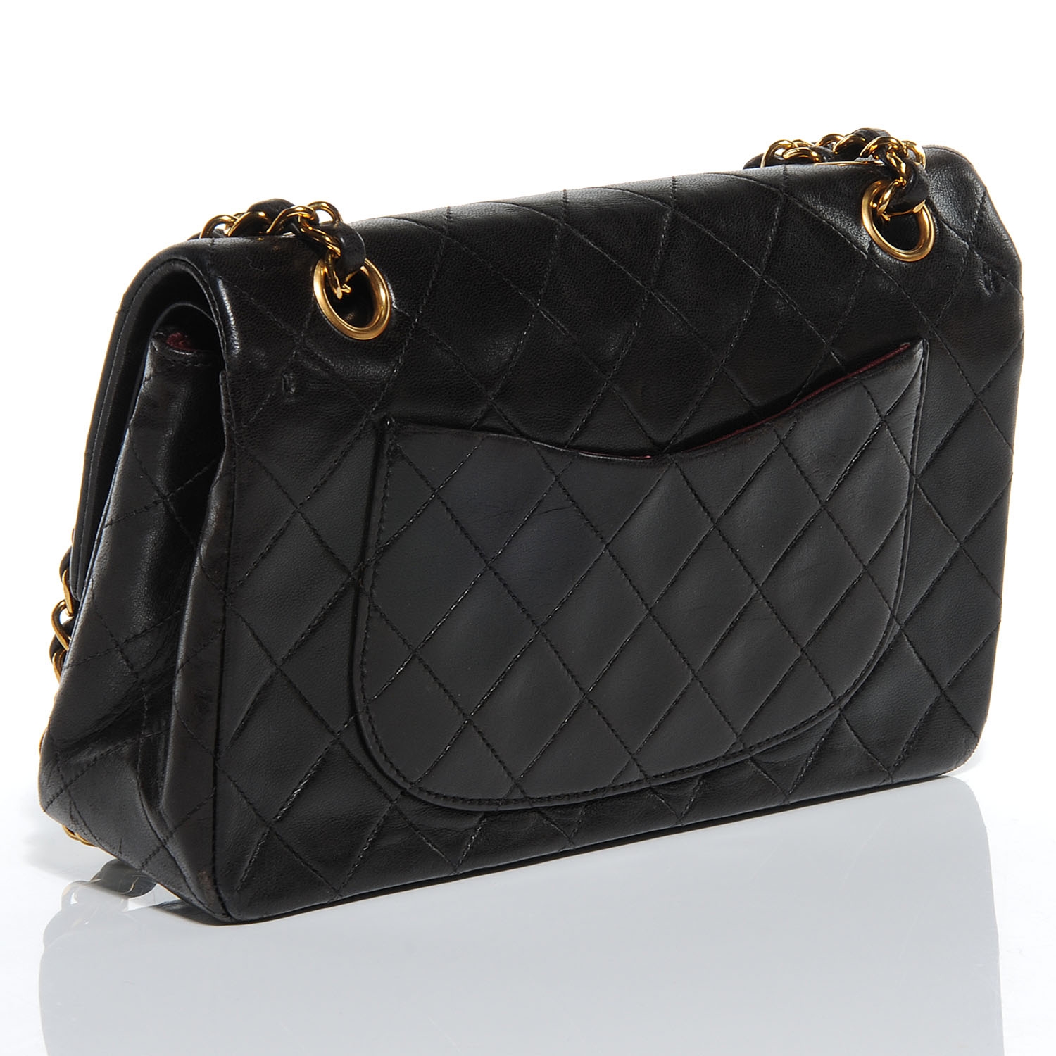 CHANEL Lambskin Small Double Flap Bag Black 52749