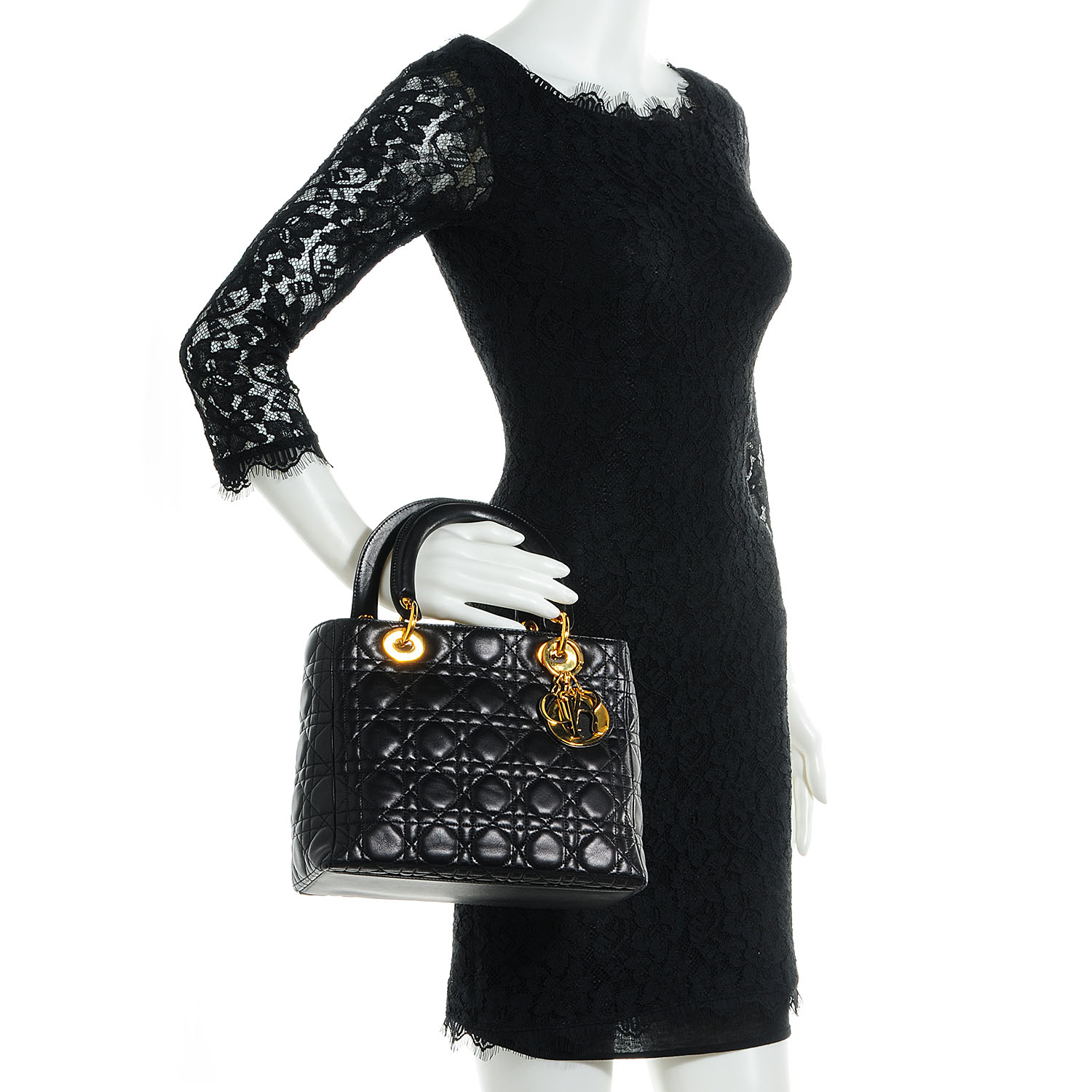 lady dior bag in black lambskin