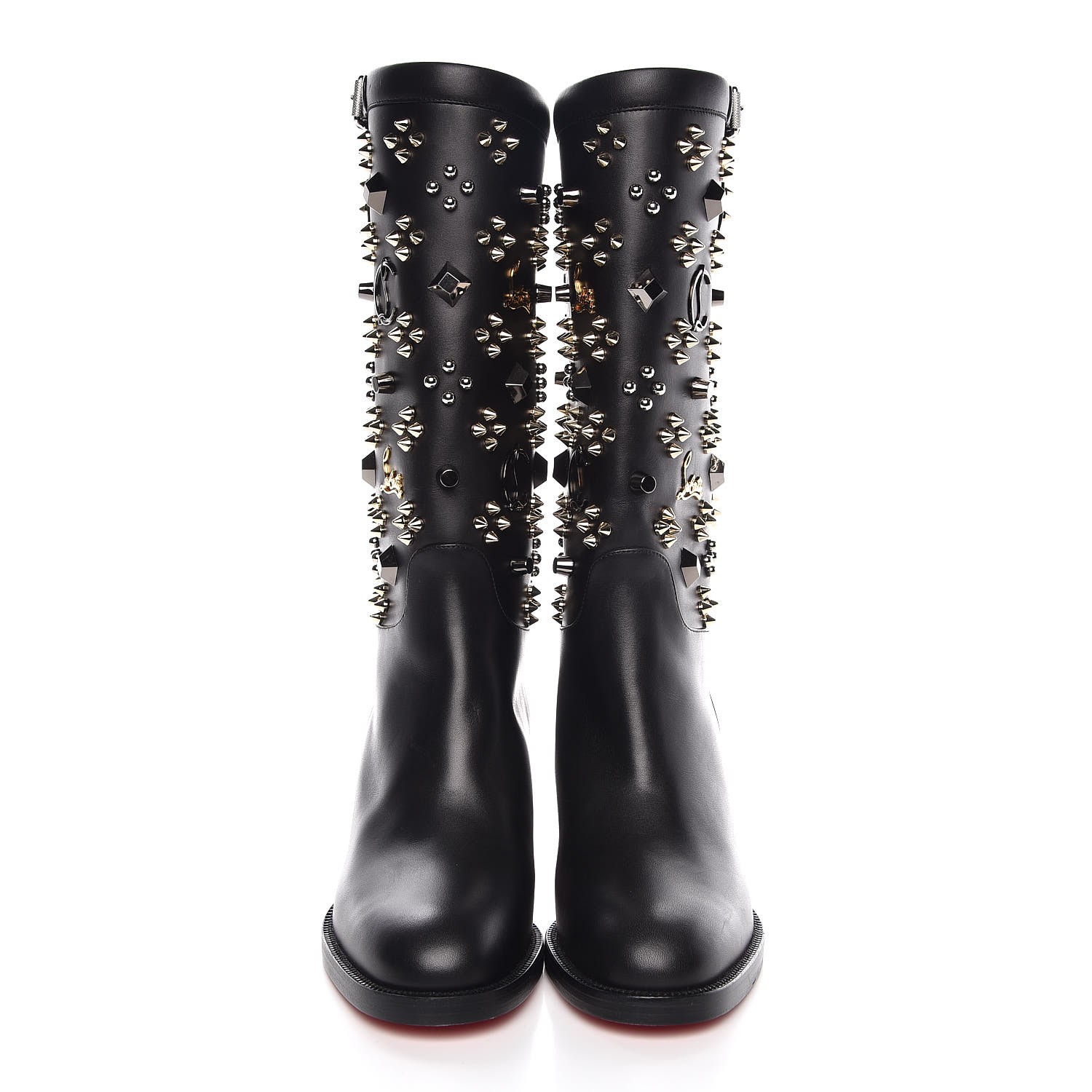 christian louboutin studded buckle boots