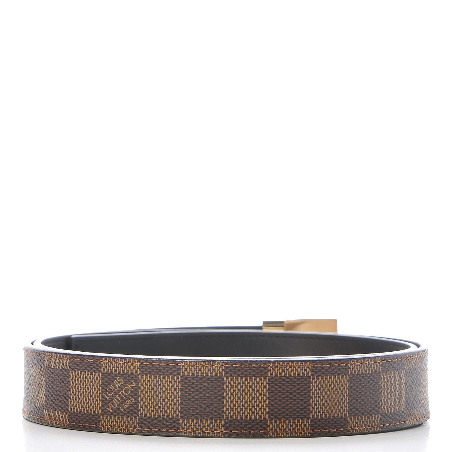 Louis Vuitton Damier Ebene LV Paris Buckle Belt 85 34 Gold