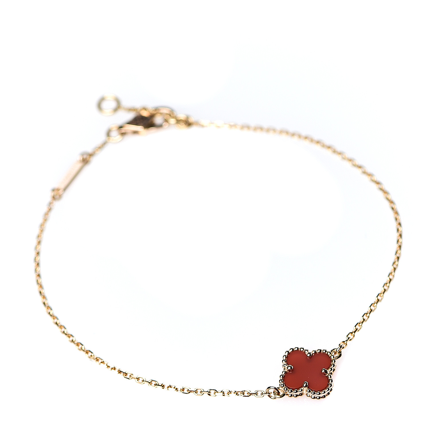 VAN CLEEF & ARPELS 18K Rose Gold Carnelian Sweet Alhambra Bracelet 544756