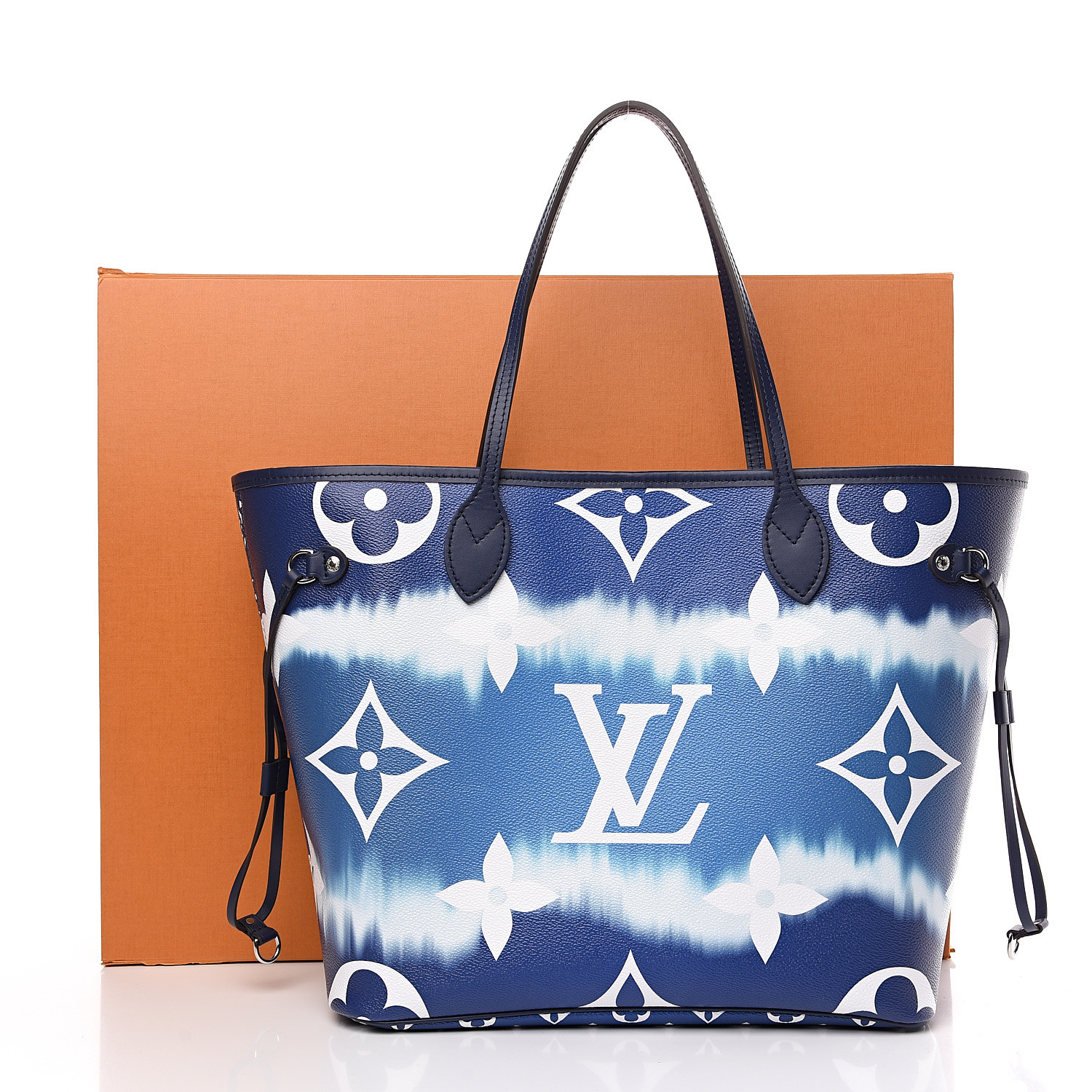 Louis Vuitton Neverfull MM Blue in Velvet/Leather with Gold-tone - GB