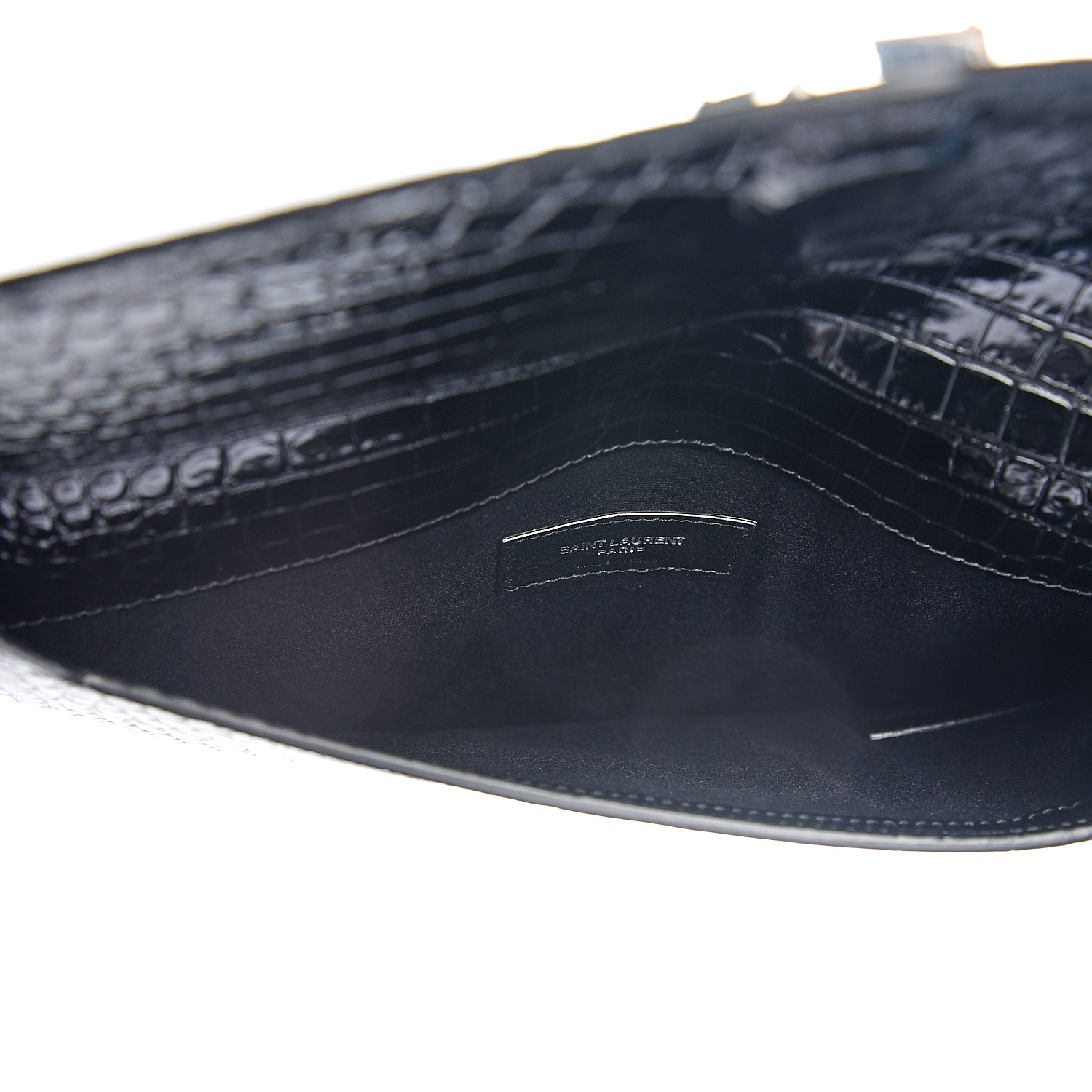 black croc uptown wallet bag