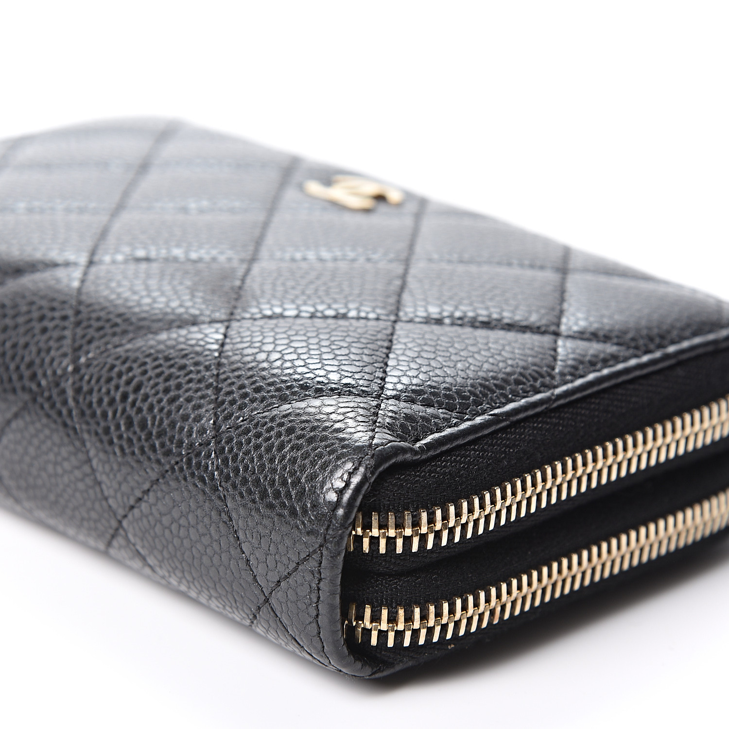 CHANEL Caviar Quilted Large Gusset Double Zip Around Wallet Black ...