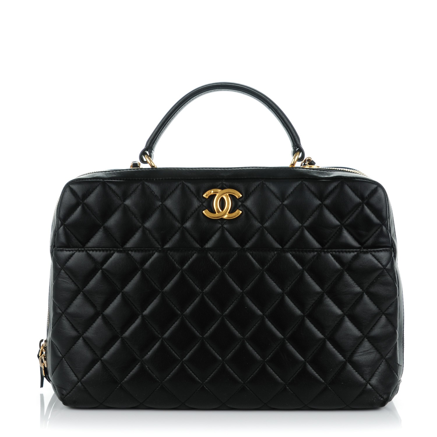 CHANEL Lambskin Quilted Large Trendy CC Bowling Bag Black 158799