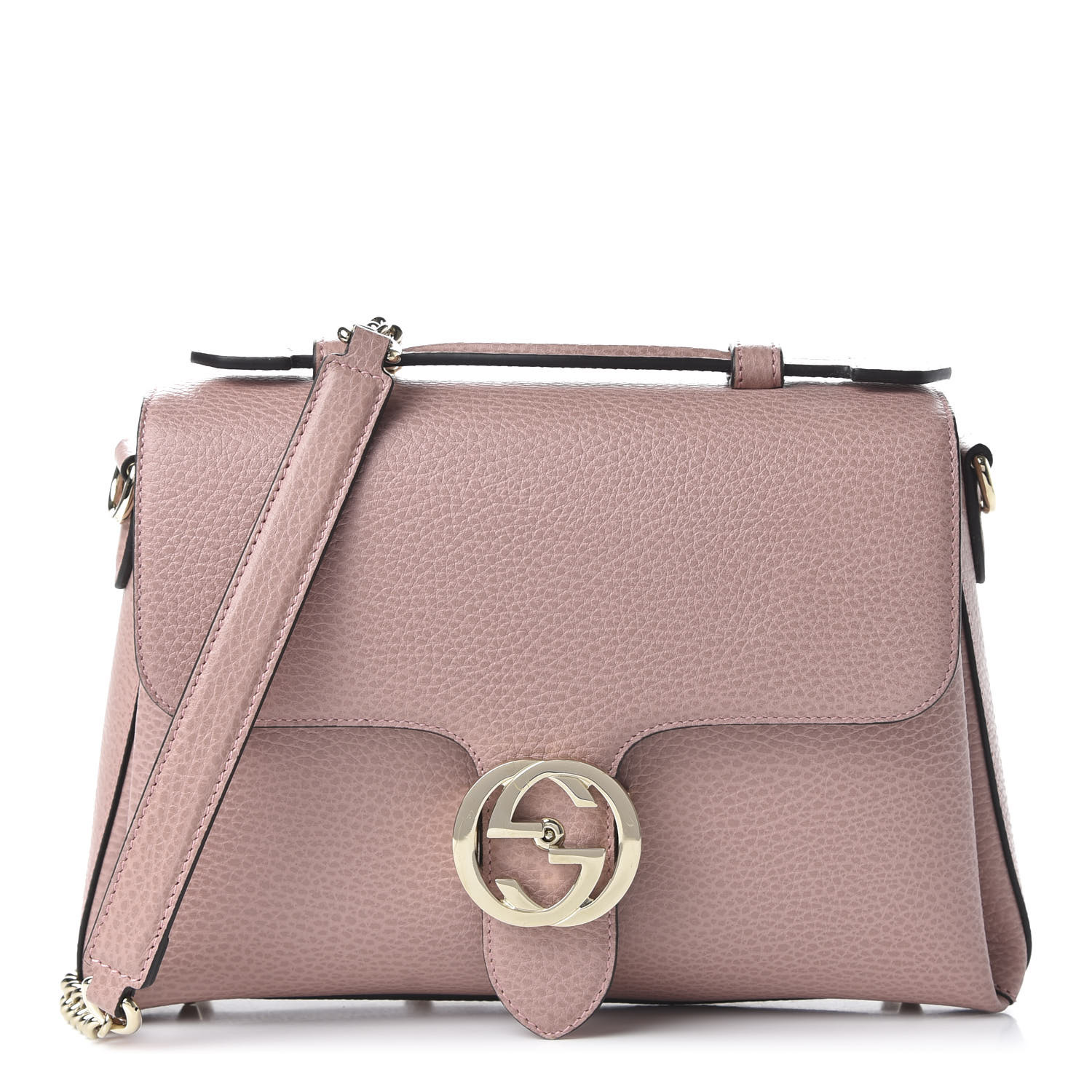 gucci dollar calfskin interlocking g shoulder bag soft pink