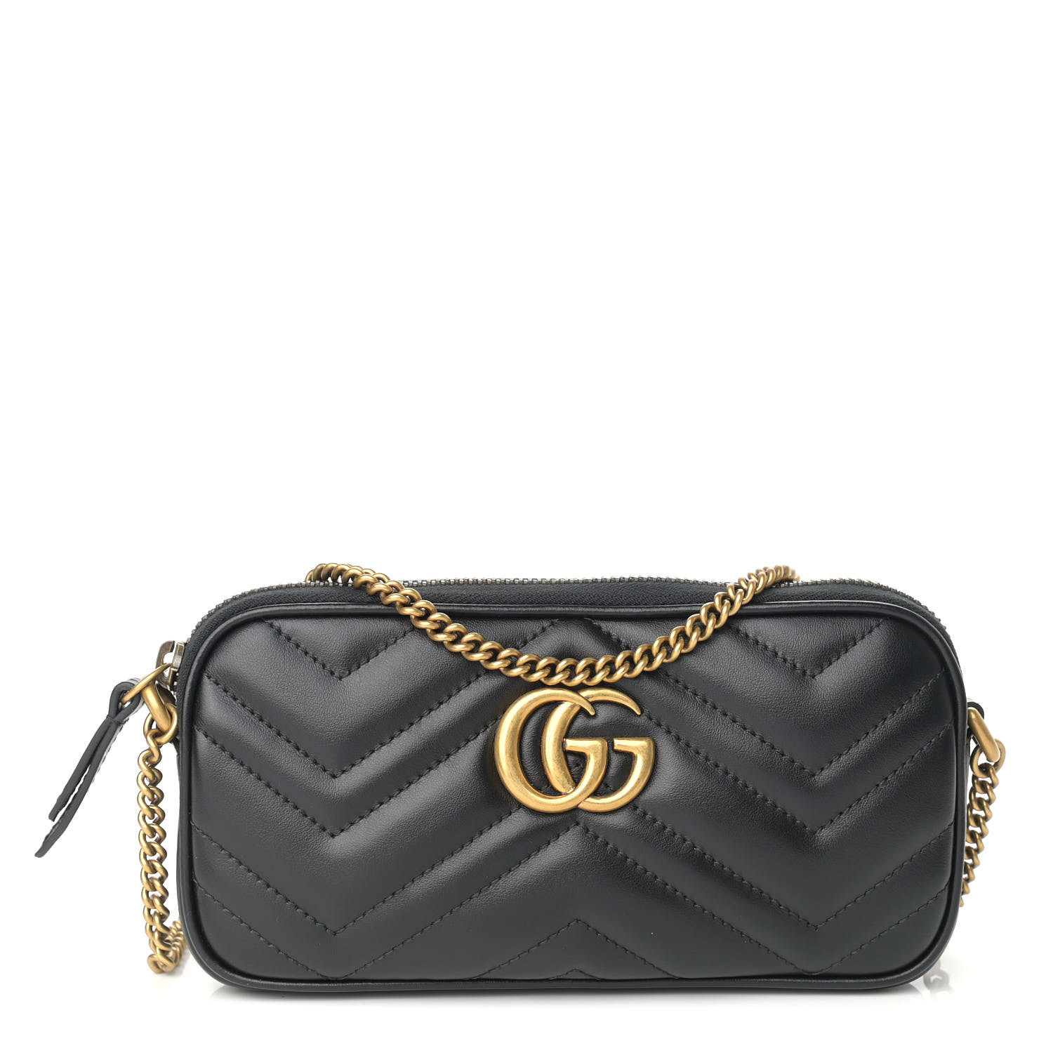 gucci calfskin matelasse mini gg marmont black