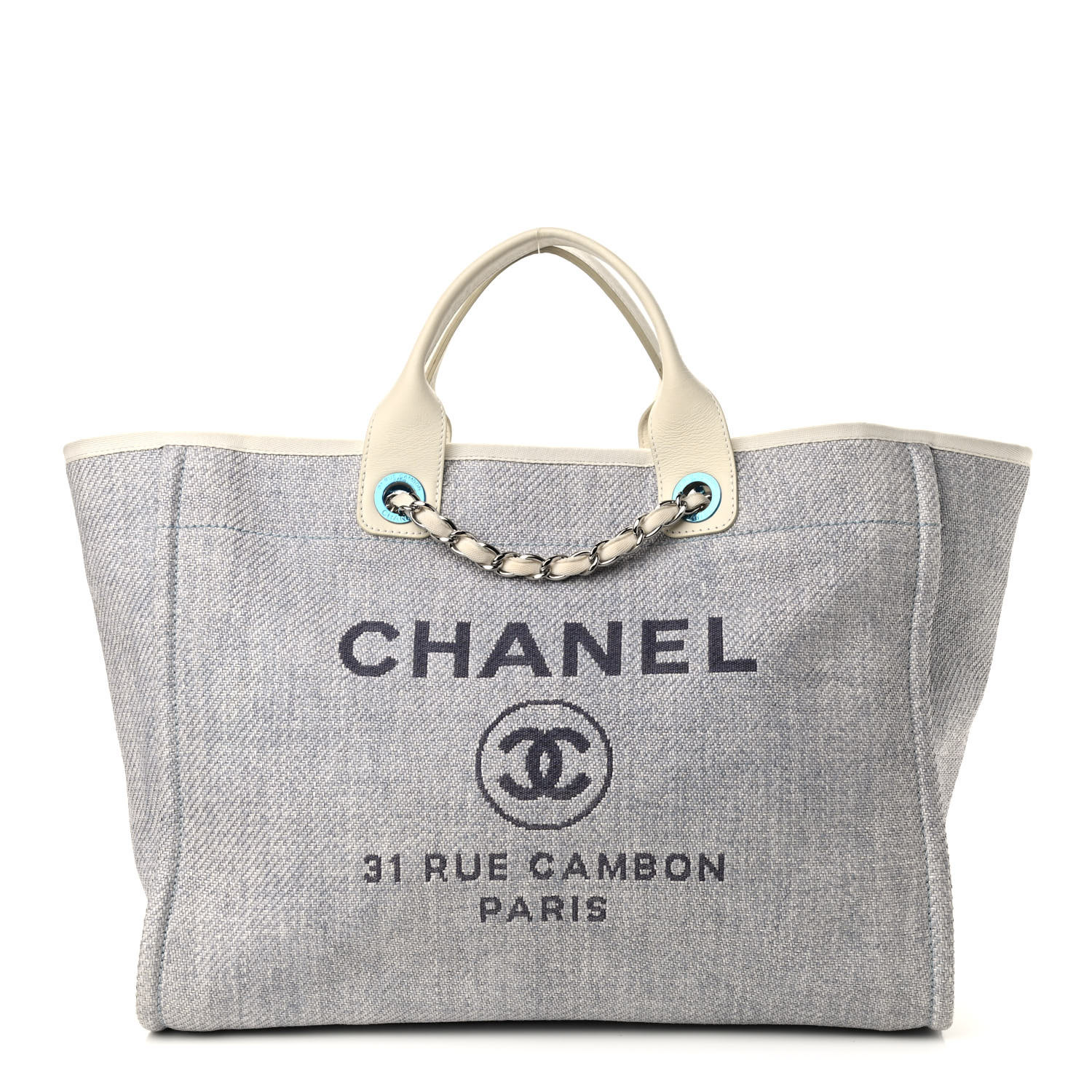 chanel blue deauville tote