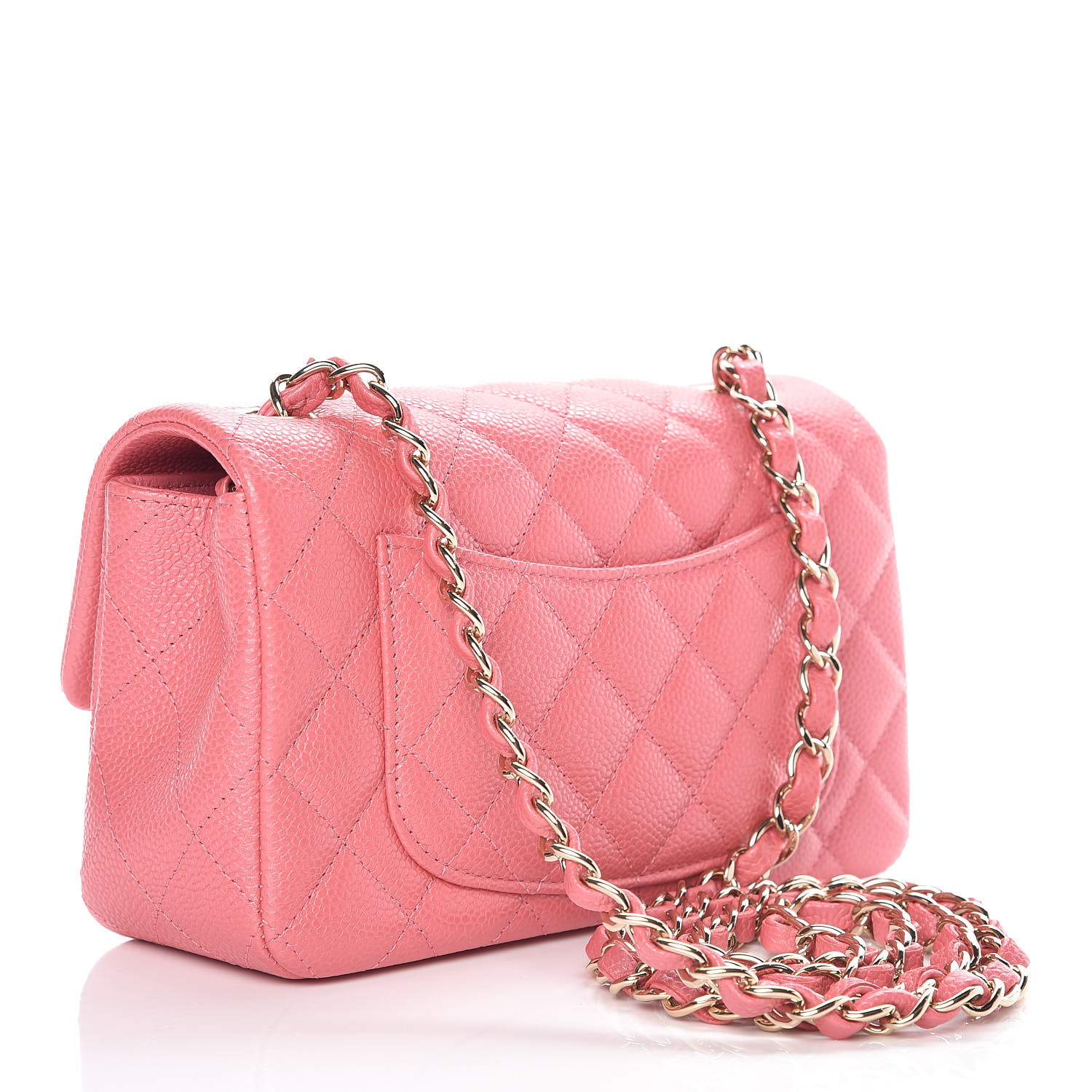 CHANEL Iridescent Caviar Quilted Mini Rectangular Flap Pink 393279