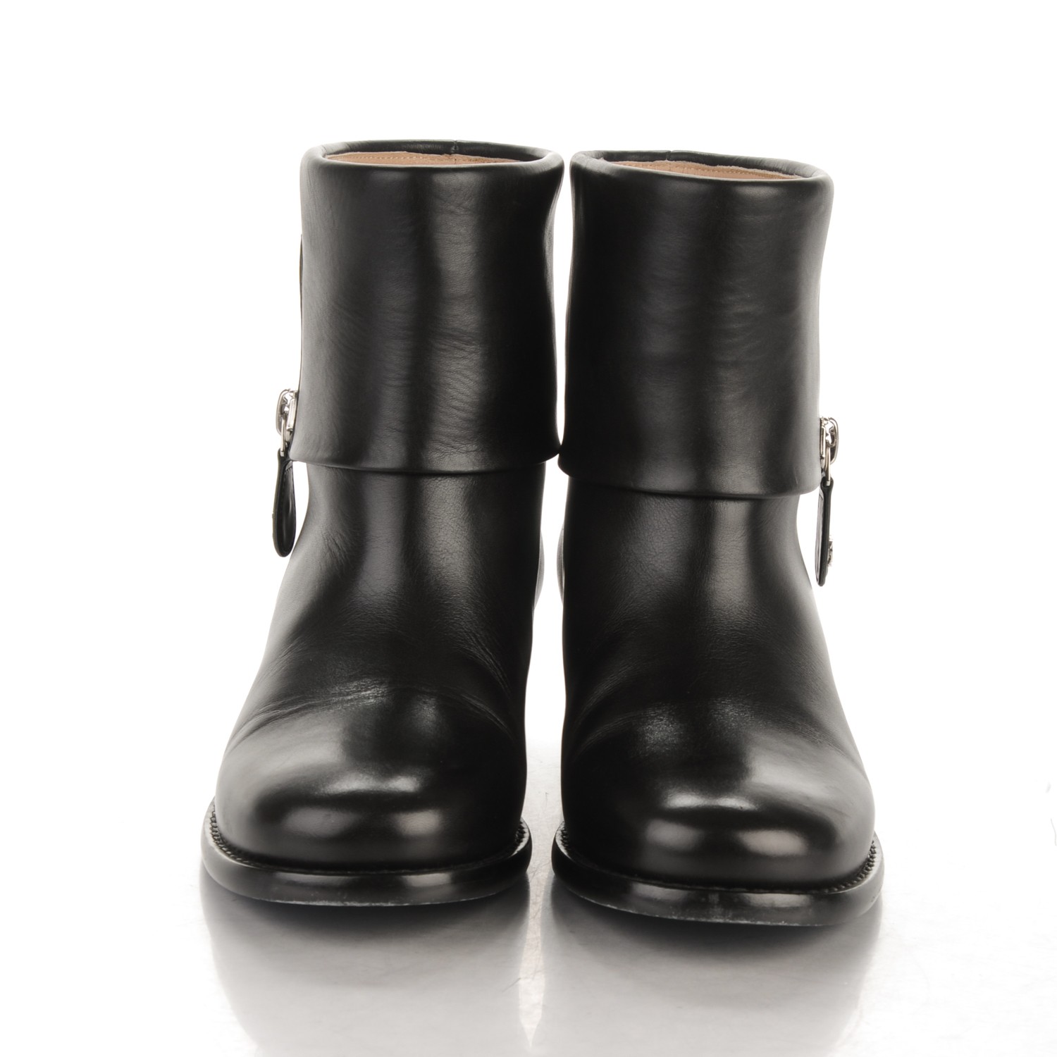 CHANEL Calfskin Fold Over CC Boots 37.5 Black 166961 | FASHIONPHILE