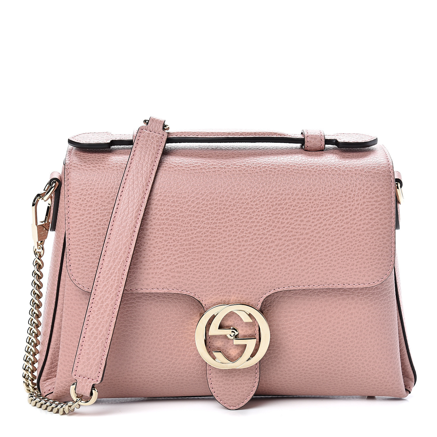 gucci dollar calfskin interlocking g shoulder bag soft pink