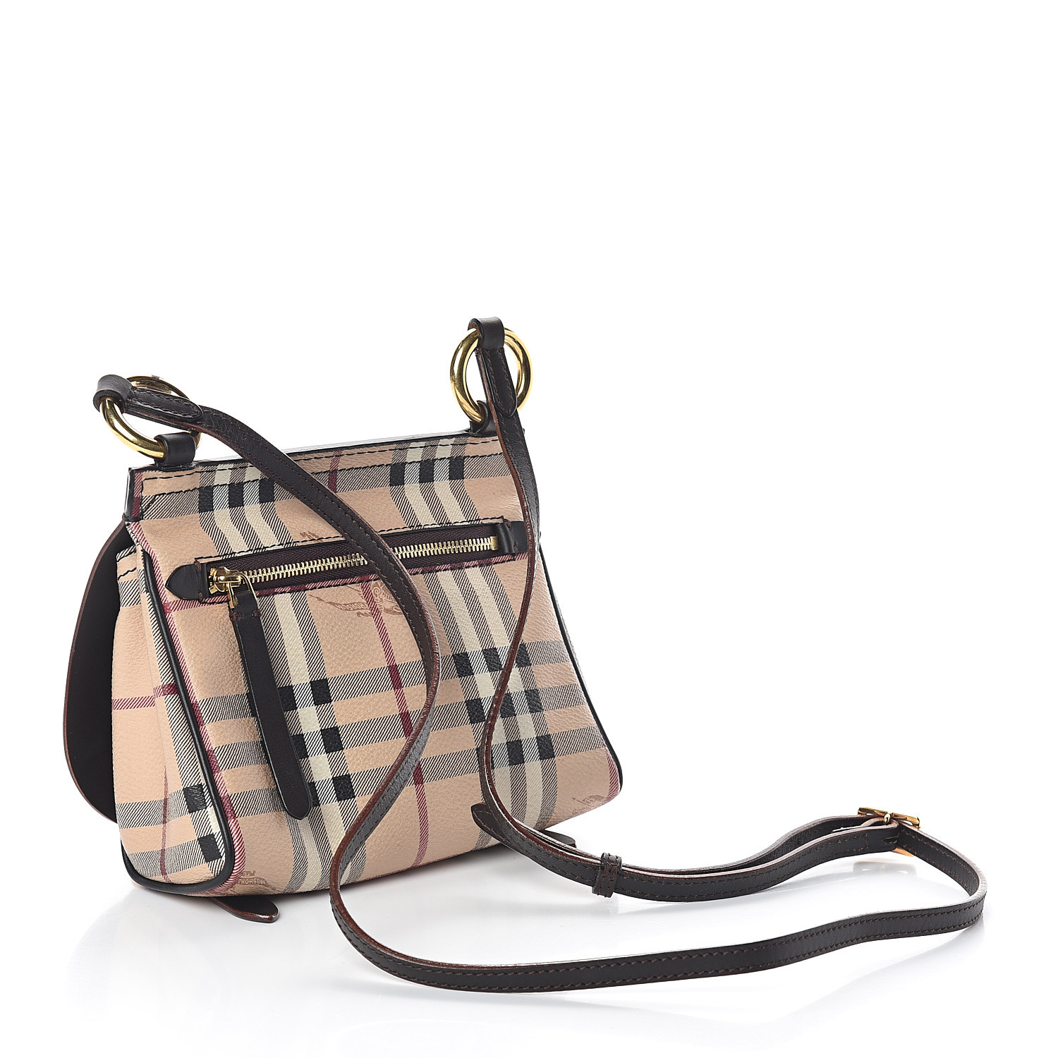 Burberry Haymarket Check Bridle Saddle Crossbody Bag Dark Clove Brown 540812 9481