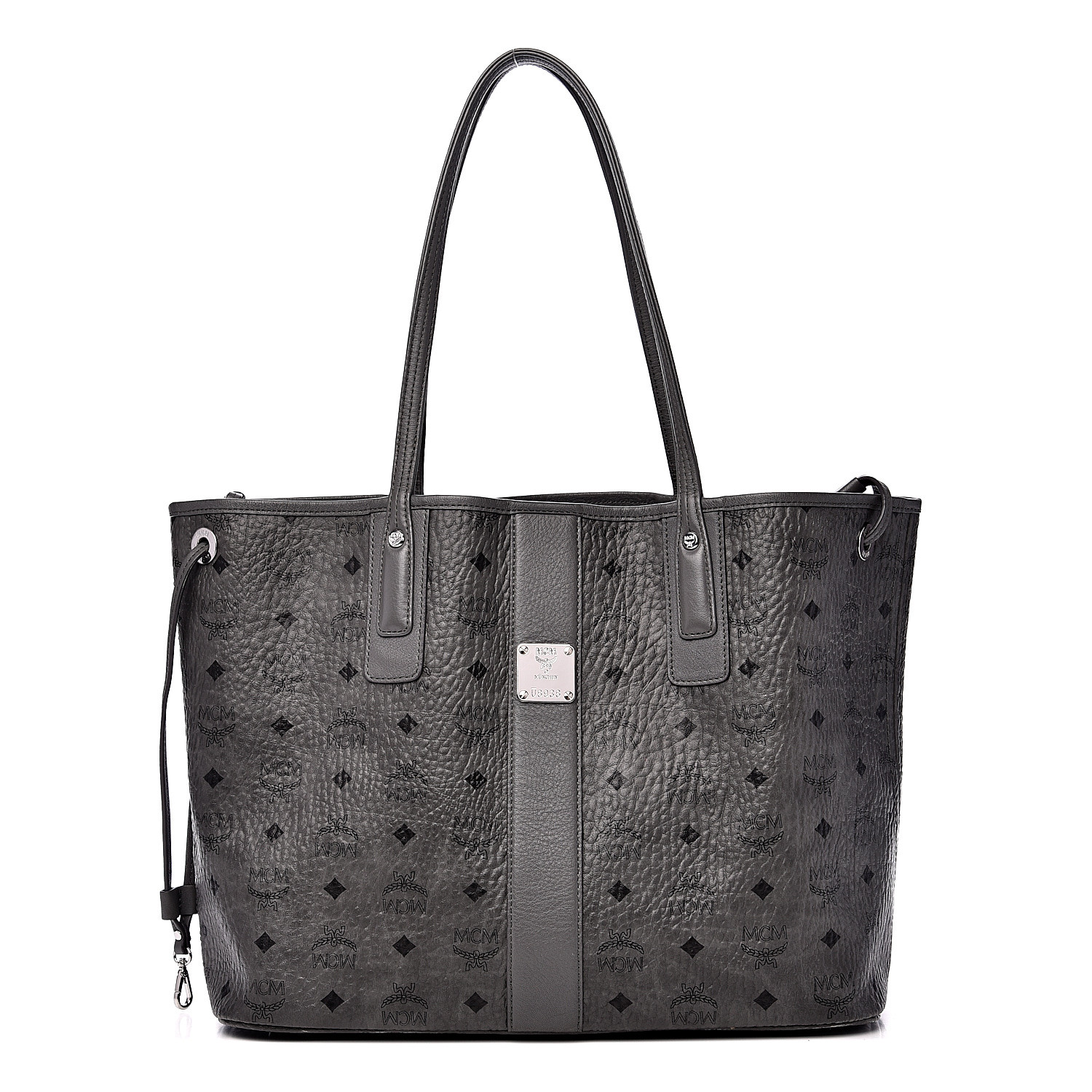 MCM Visetos Medium Reversible Liz Shopper Tote Phantom Grey 539116