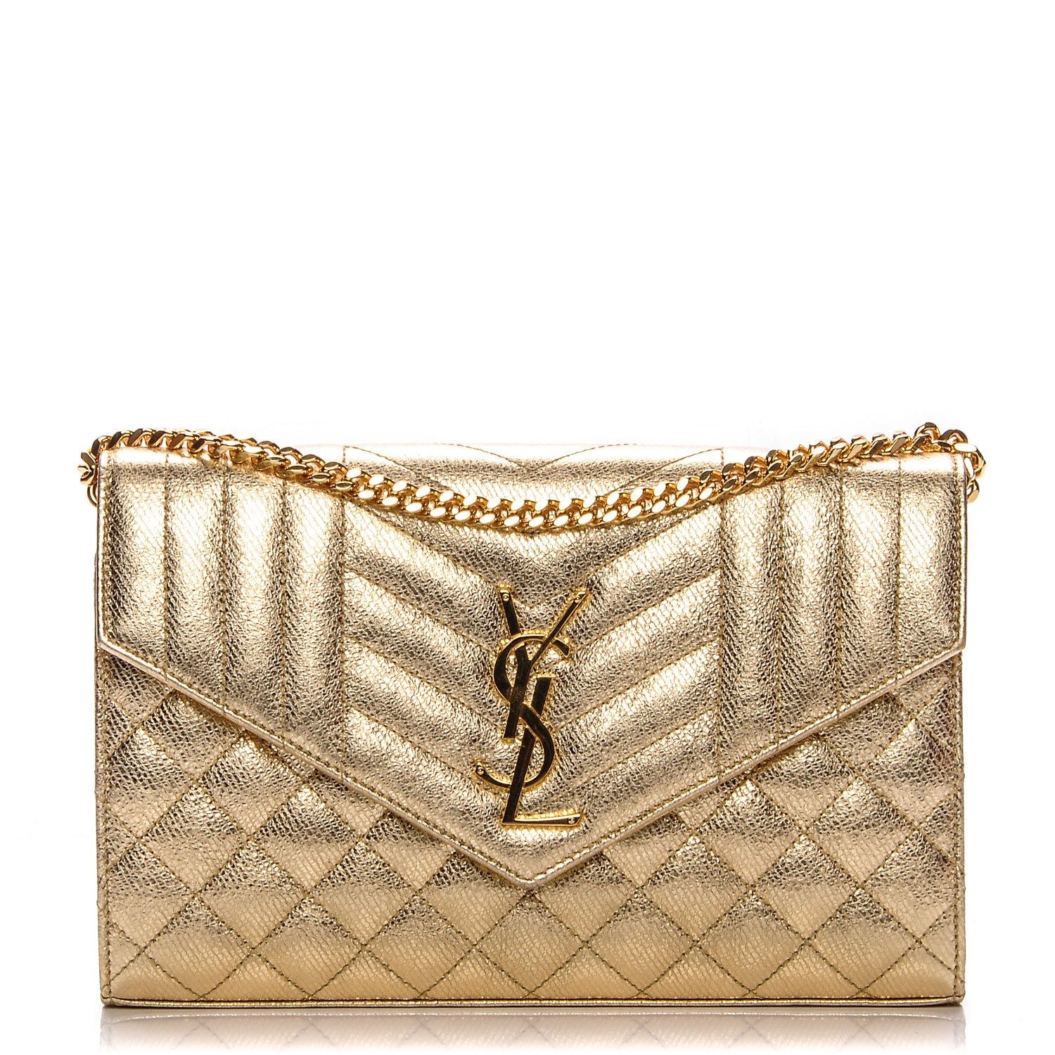 saint laurent quilted calfskin leather wallet on a chain