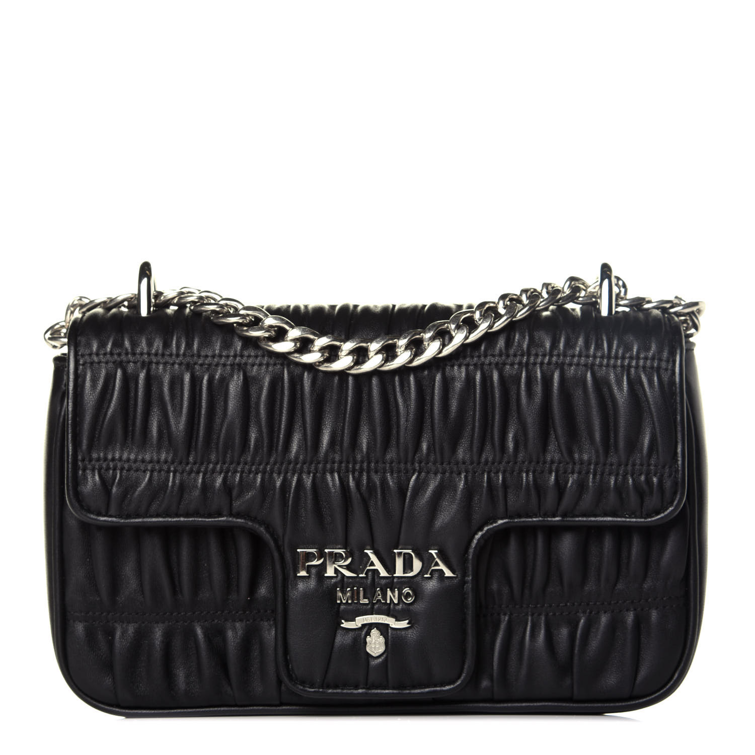 prada nappa gaufre leather chain flap bolsa