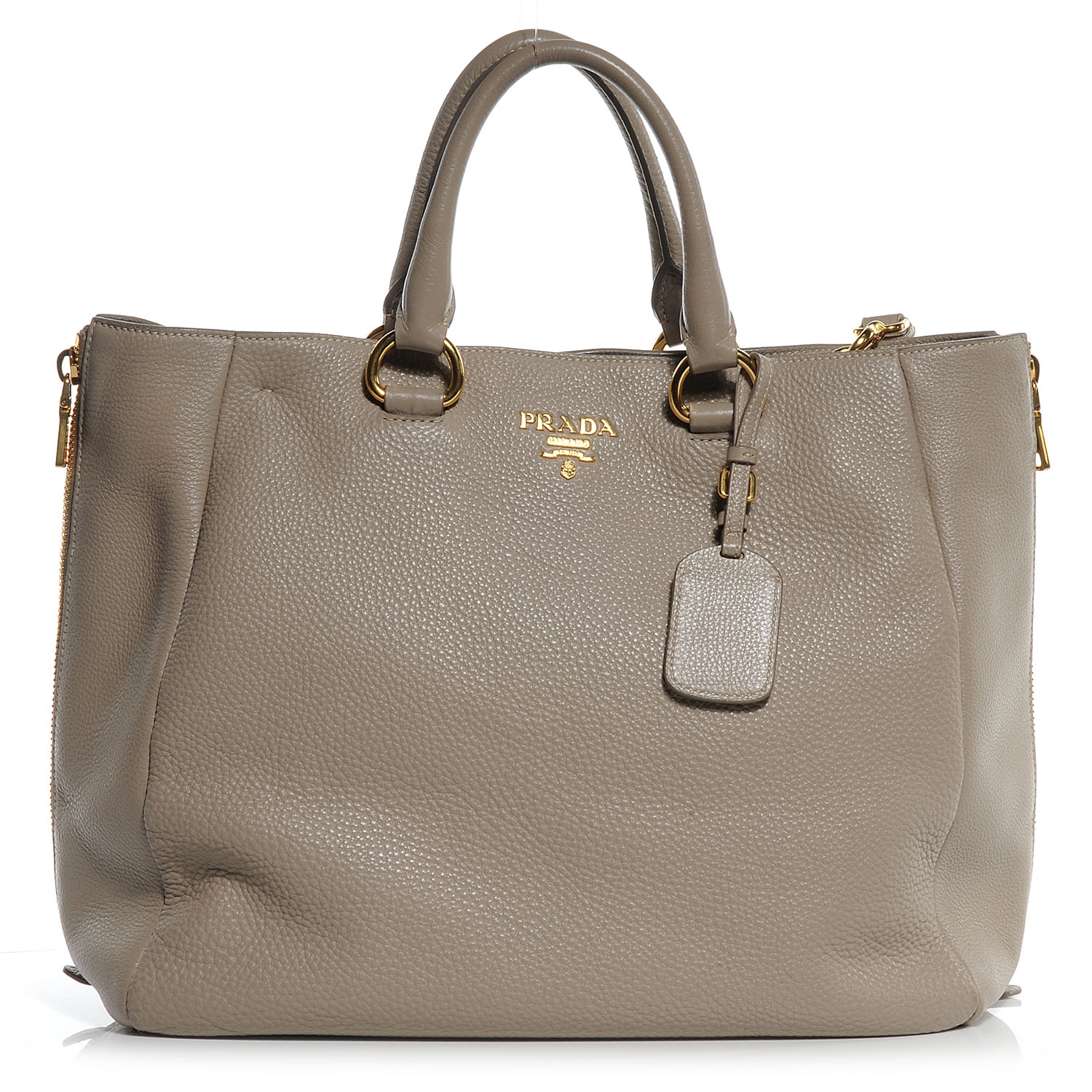 PRADA Vitello Daino Tote Pomice 53345 | FASHIONPHILE